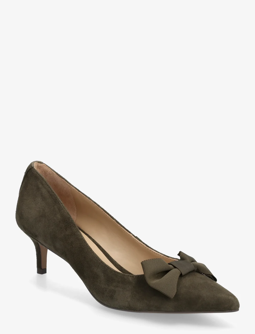 Lauren Ralph Lauren - Adrienne Bow-Trim Suede Pump - hauts talons - dark olive - 0