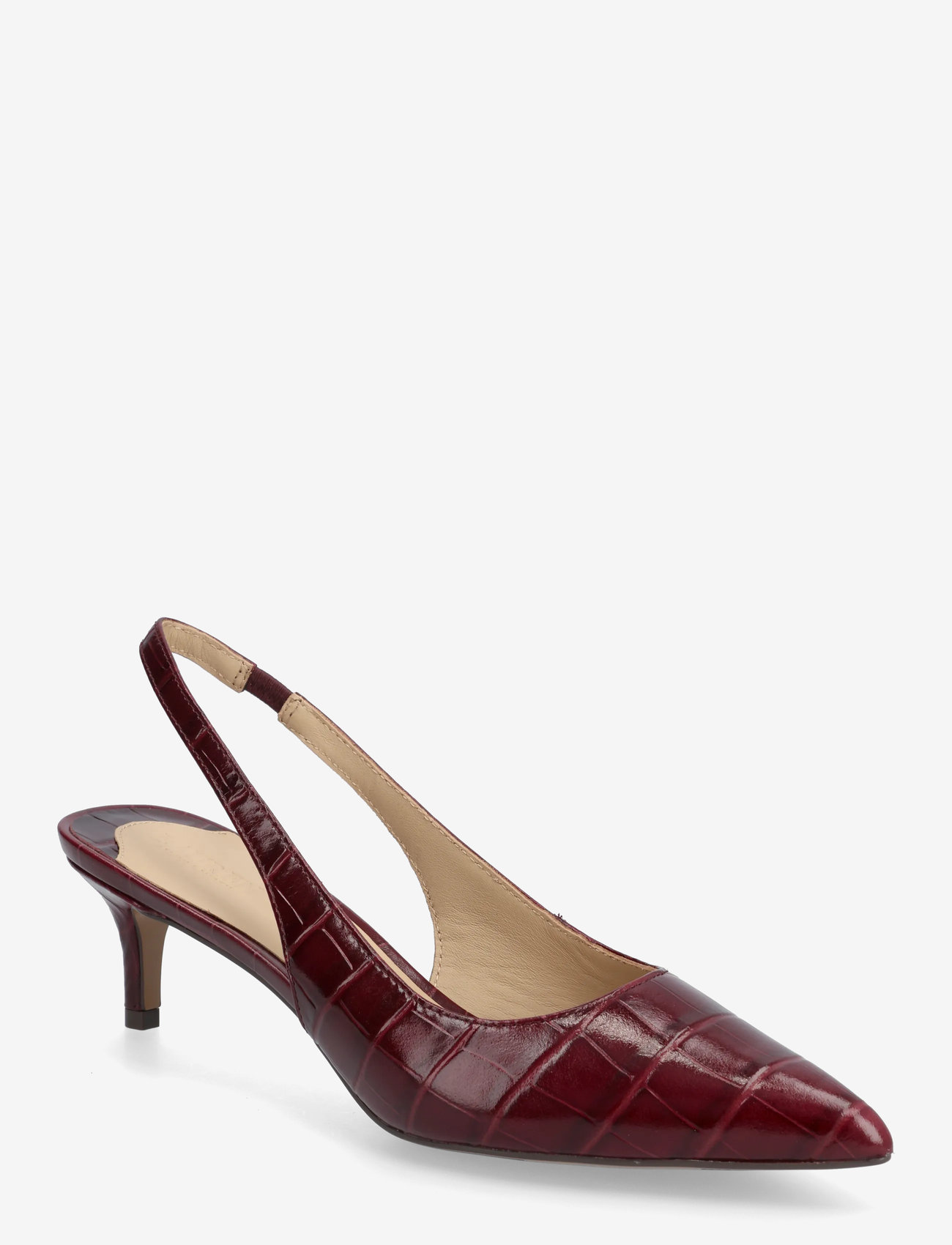 Lauren Ralph Lauren - Lolah II Croc-Embossed Slingback Pump - högklackade slingbacks - dark garnet - 0