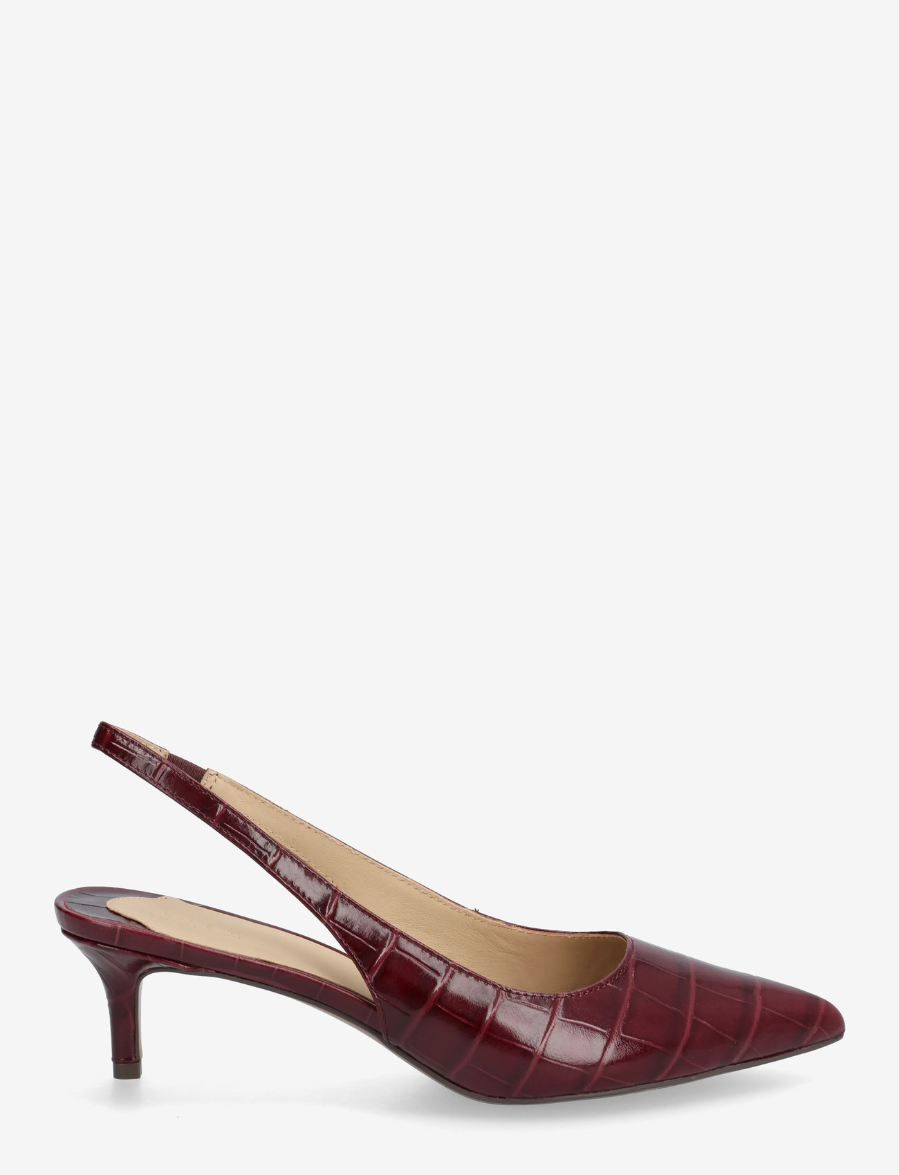 Lauren Ralph Lauren - Lolah II Croc-Embossed Slingback Pump - högklackade slingbacks - dark garnet - 1