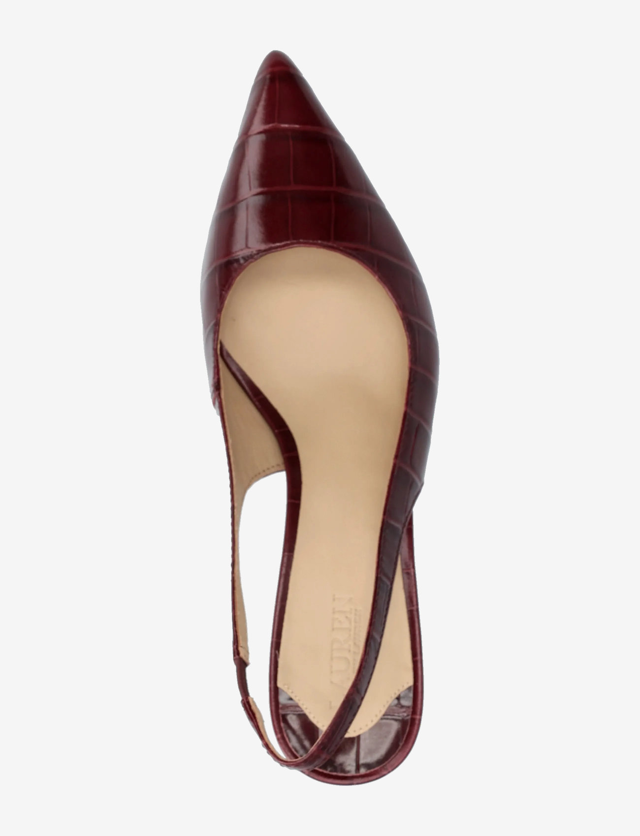 Lauren Ralph Lauren - Lolah II Croc-Embossed Slingback Pump - högklackade slingbacks - dark garnet - 3