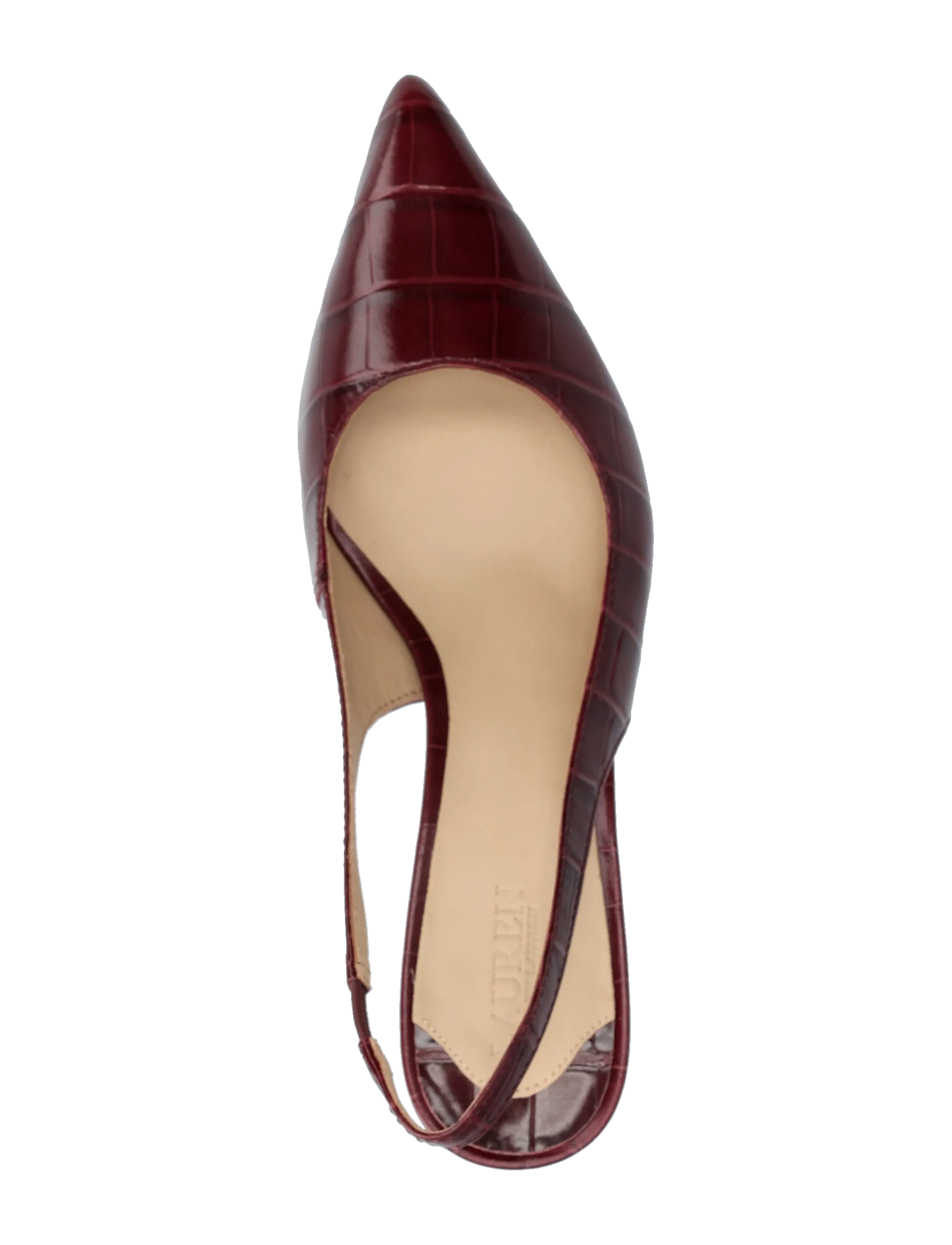 Lauren Ralph Lauren - Lolah II Croc-Embossed Slingback Pump - escarpins slingbacks - dark garnet - 3