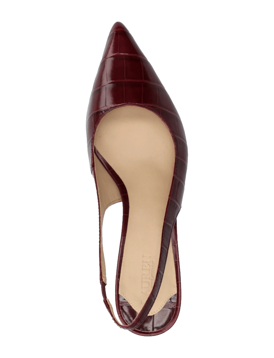 Lauren Ralph Lauren - Lolah II Croc-Embossed Slingback Pump - kontsaga slingback-kingad - dark garnet - 3