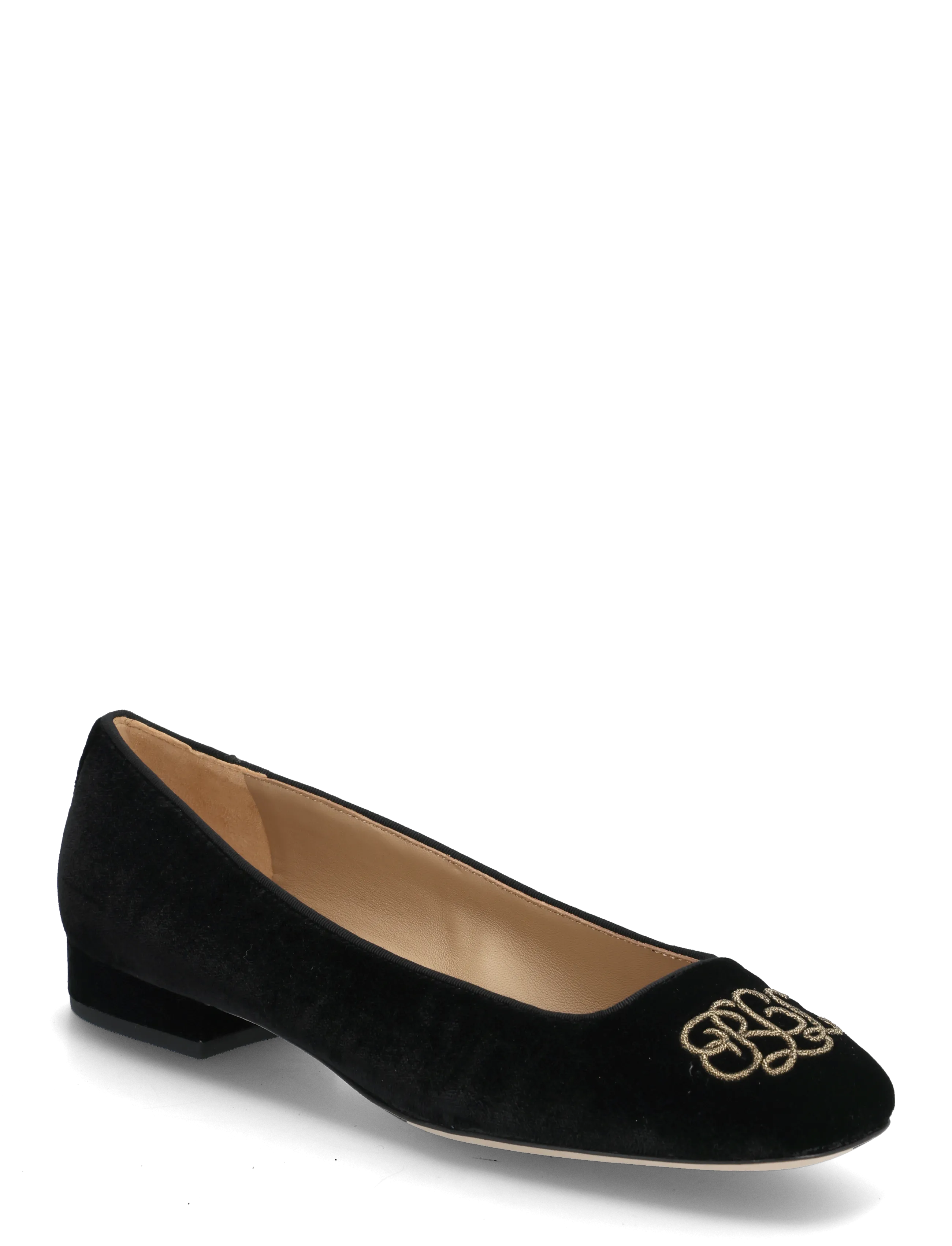 Lauren Ralph Lauren Emellie Logo Velvet Ballet Flat, 41, Black, Sko > Flats, Dame
