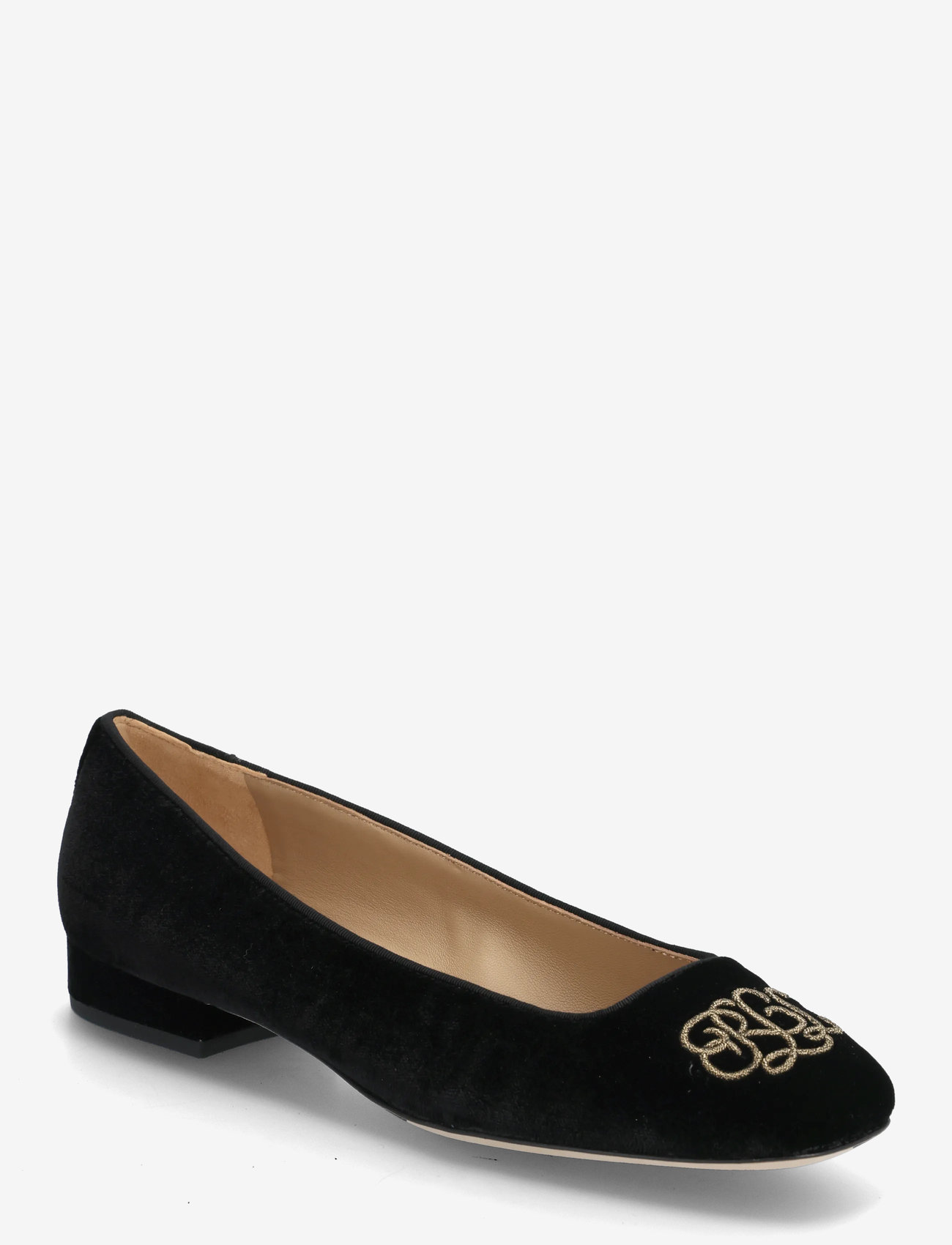 Lauren Ralph Lauren - Emellie Logo Velvet Ballet Flat - særlige begivenheder - black - 0