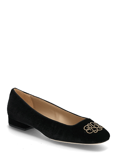 Lauren Ralph Lauren Emellie Logo Velvet Ballet Flat - Ballerinaskor - BLACK / black