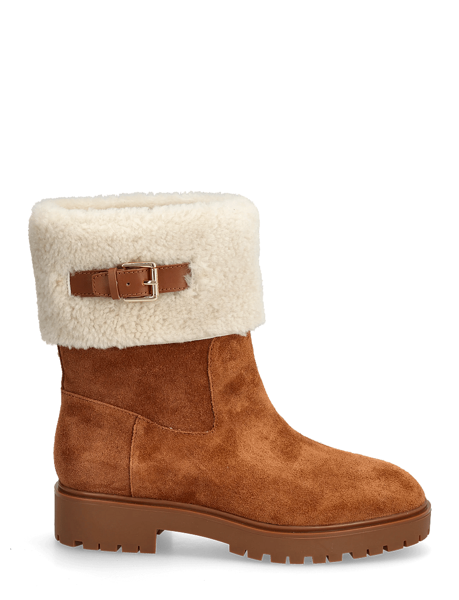 Lauren Ralph Lauren - Allyson Shearling & Suede Lace-Up Bootie - flache stiefeletten - lauren tan/lauren - 1