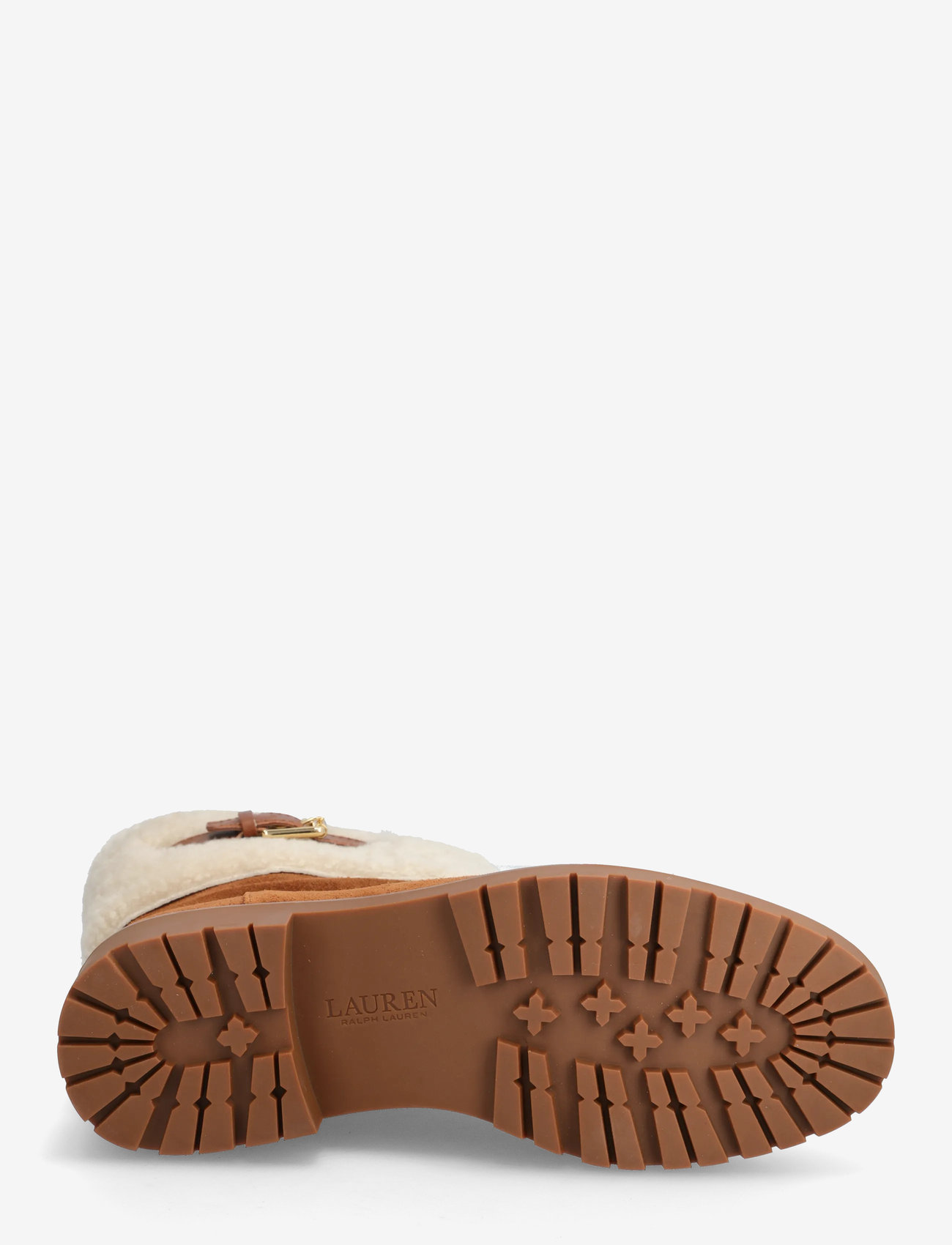 Lauren Ralph Lauren - Allyson Shearling & Suede Lace-Up Bootie - flat ankle boots - lauren tan/lauren - 4