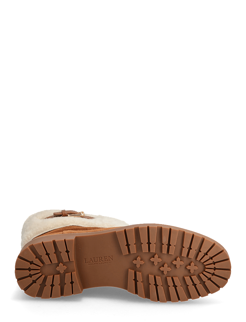 Lauren Ralph Lauren - Allyson Shearling & Suede Lace-Up Bootie - flat ankle boots - lauren tan/lauren - 4