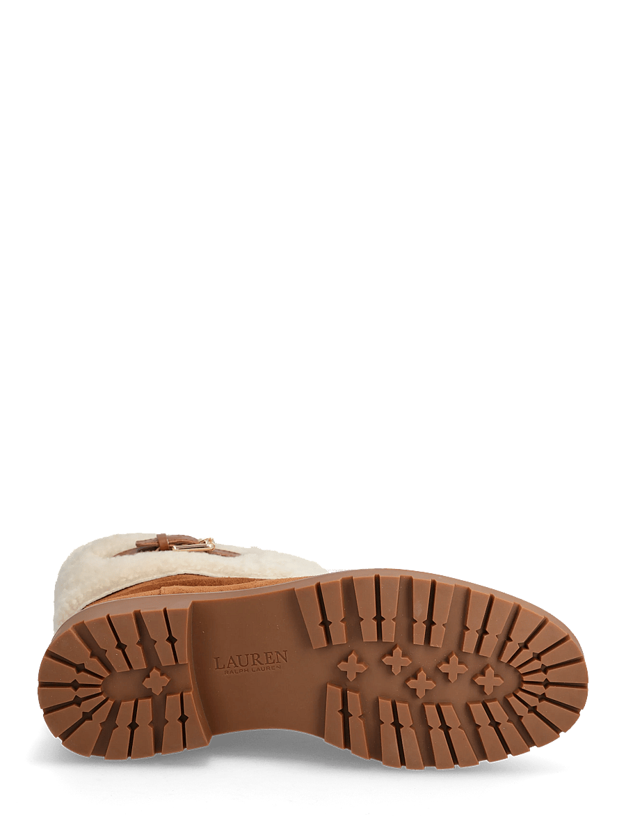 Lauren Ralph Lauren - Allyson Shearling & Suede Lace-Up Bootie - flache stiefeletten - lauren tan/lauren - 4