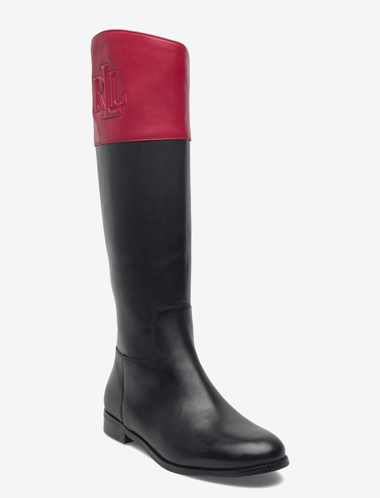 Lauren Ralph Lauren - Justine II Two-Tone Leather Riding Boot - long boots - black/festive red - 0