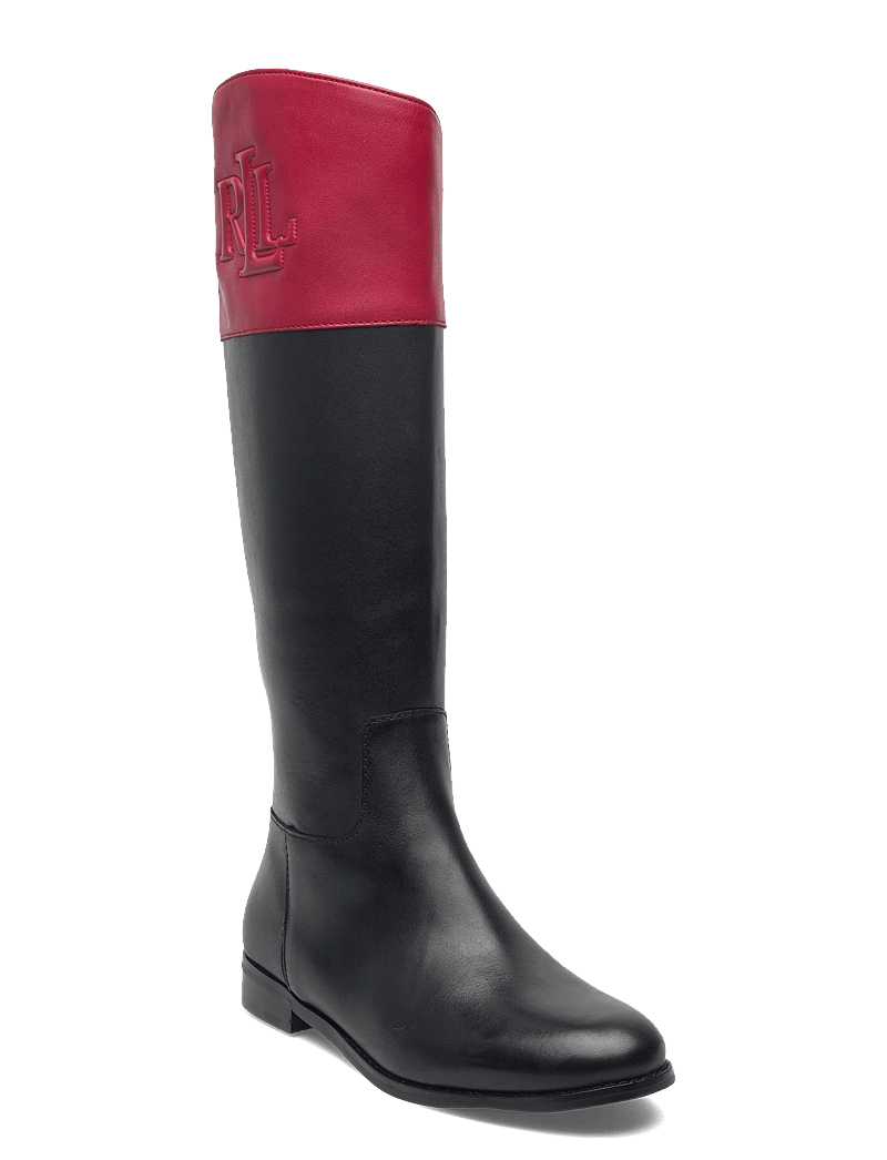 Lauren Ralph Lauren - Justine II Two-Tone Leather Riding Boot - pitkävartiset saappaat - black/festive red - 0