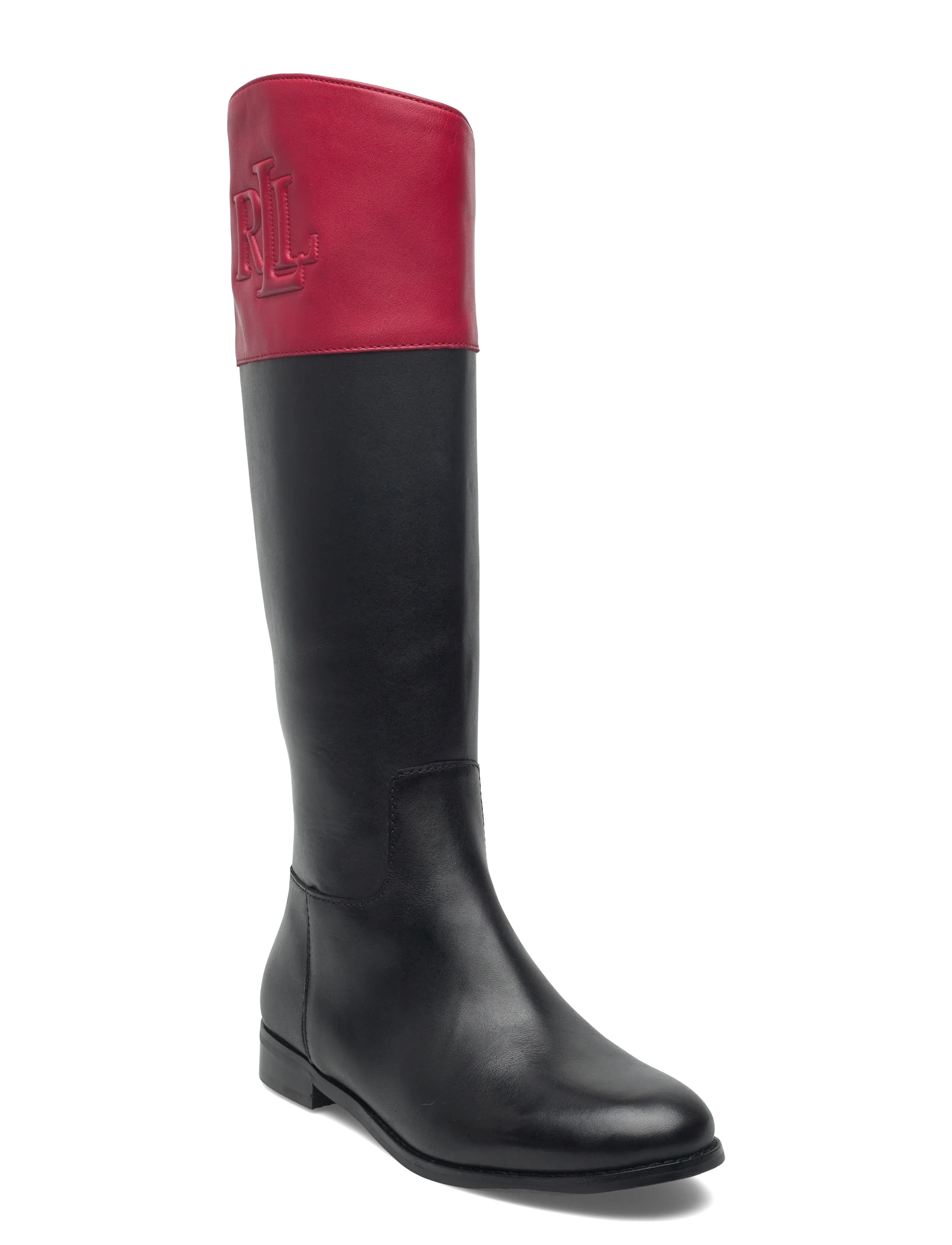 Lauren Ralph Lauren Justine II Two-Tone Leather Riding Boot - Pikad saapad - BLACK/FESTIVE RED / black