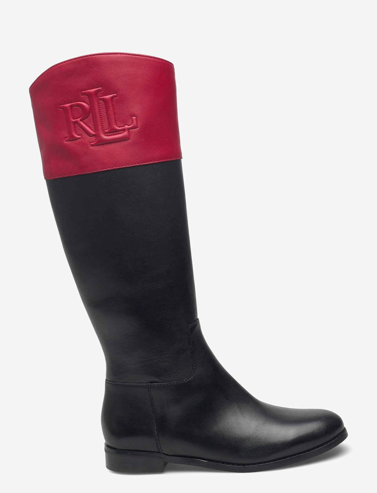 Lauren Ralph Lauren - Justine II Two-Tone Leather Riding Boot - long boots - black/festive red - 1