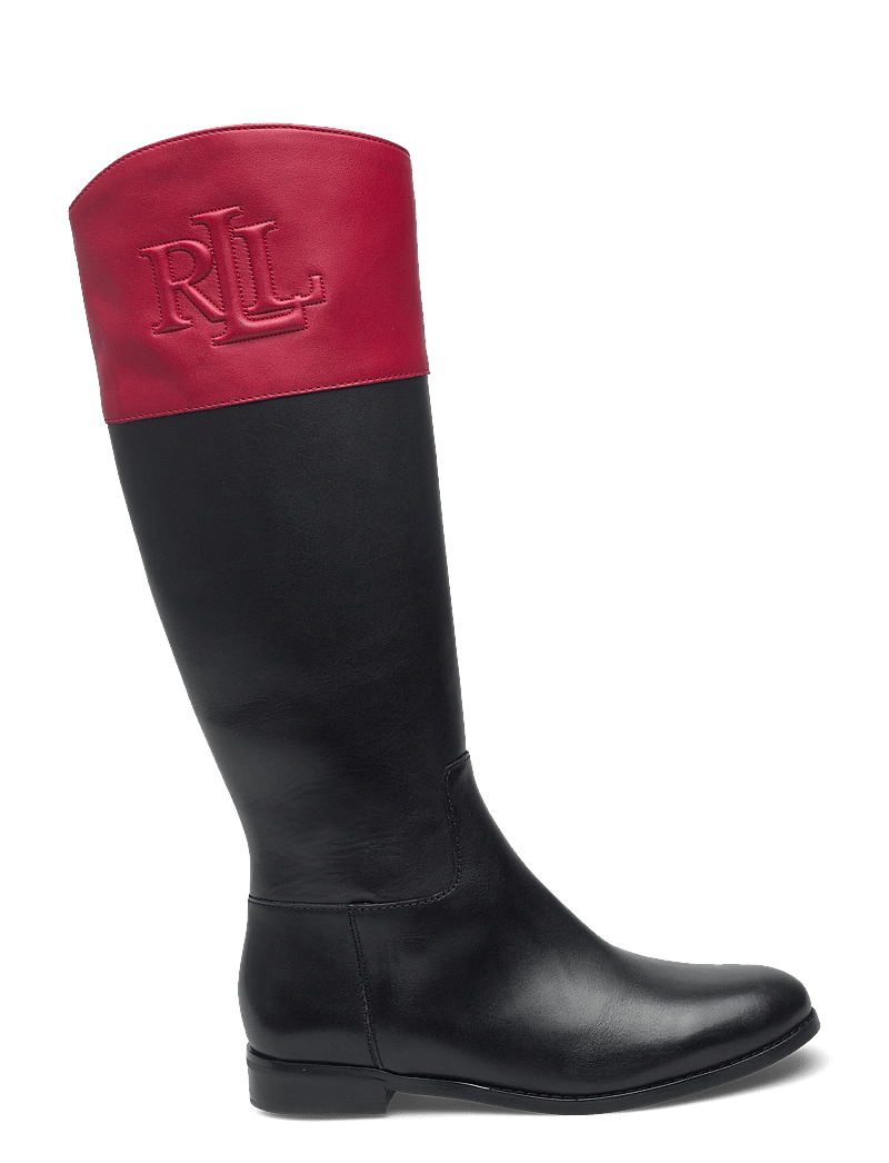 Lauren Ralph Lauren - Justine II Two-Tone Leather Riding Boot - pitkävartiset saappaat - black/festive red - 1