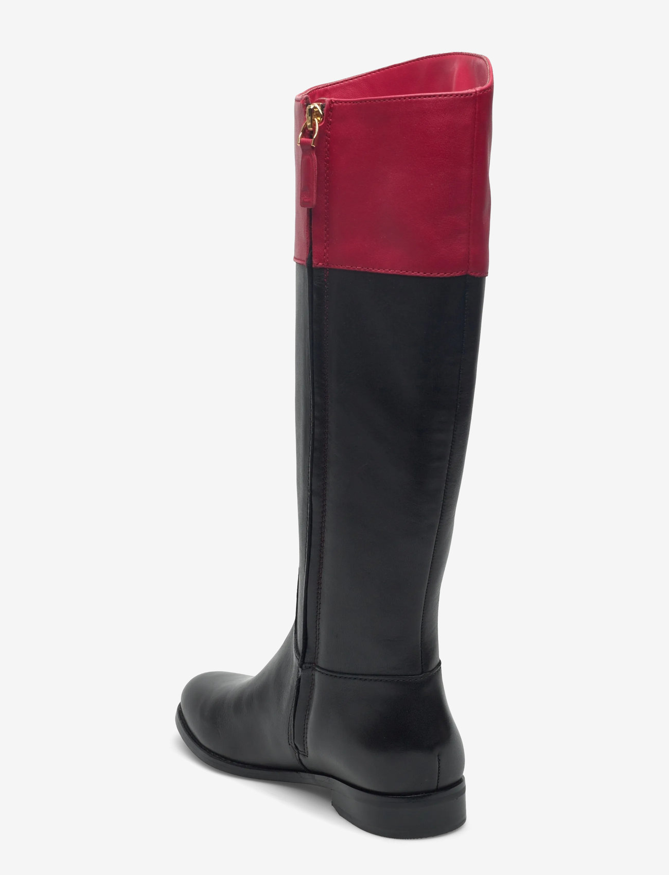 Lauren Ralph Lauren - Justine II Two-Tone Leather Riding Boot - long boots - black/festive red - 2