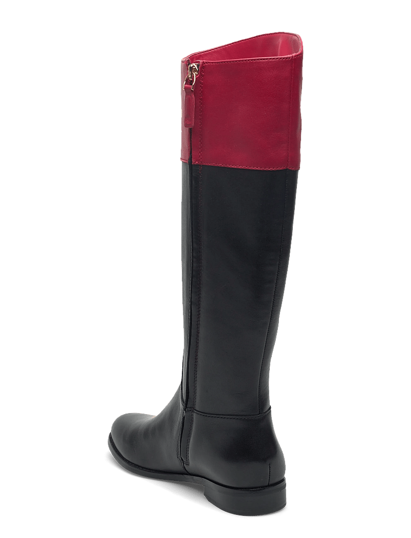Lauren Ralph Lauren - Justine II Two-Tone Leather Riding Boot - pitkävartiset saappaat - black/festive red - 2