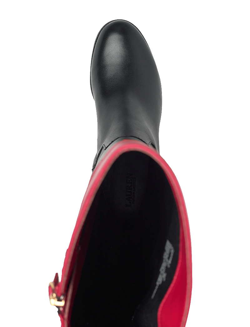 Lauren Ralph Lauren - Justine II Two-Tone Leather Riding Boot - pitkävartiset saappaat - black/festive red - 3