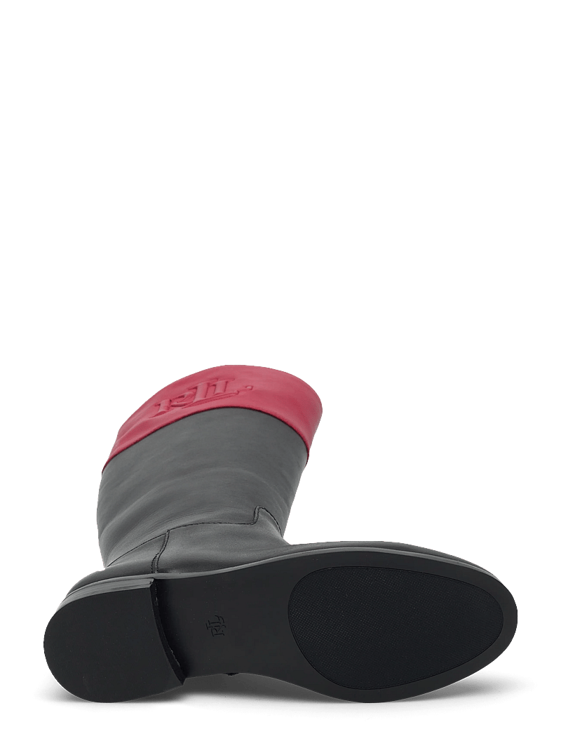 Lauren Ralph Lauren - Justine II Two-Tone Leather Riding Boot - pitkävartiset saappaat - black/festive red - 4