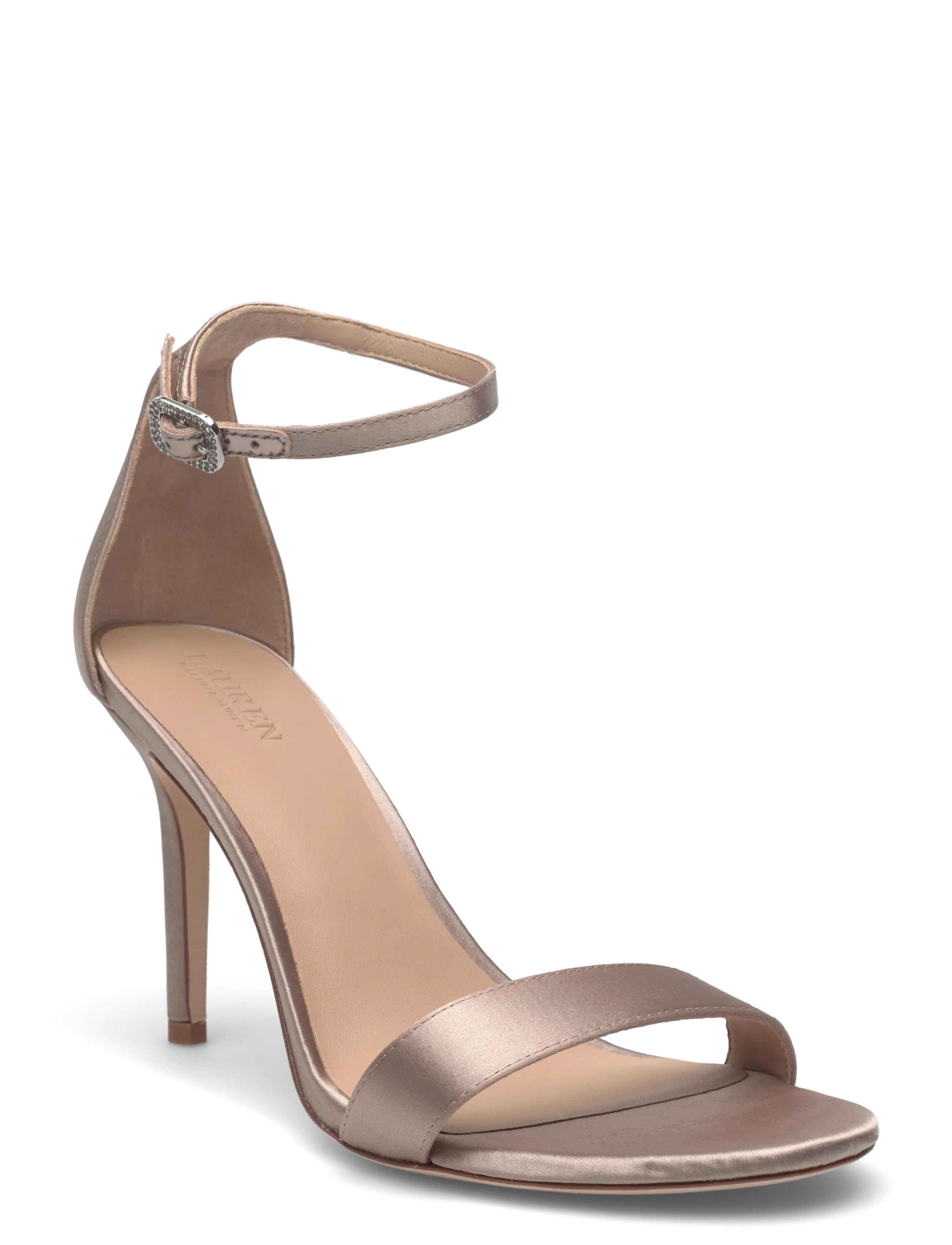LAUREN RALPH LAUREN Allie Pavé-Buckle Satin Sandale Beige - 40 - Damen