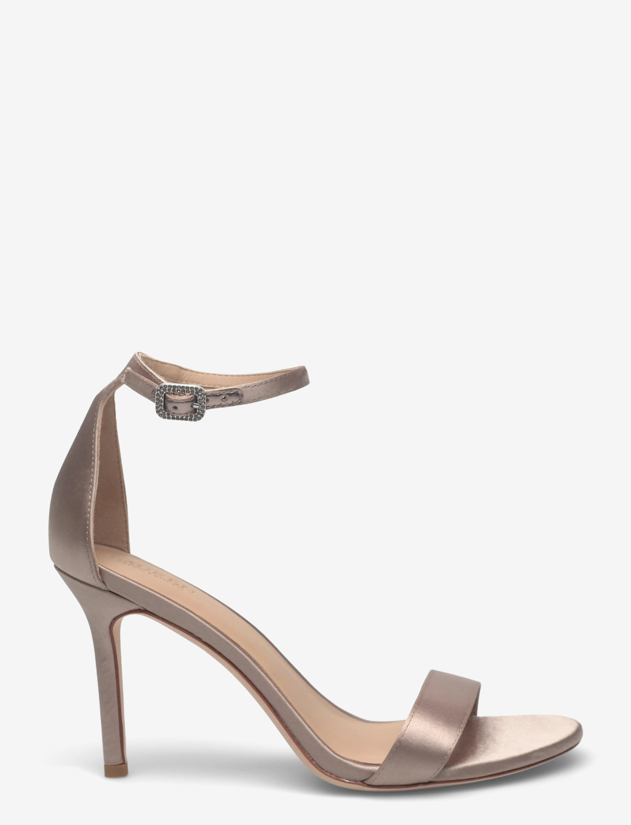 Lauren Ralph Lauren - Allie Pavé-Buckle Satin Sandal - heeled sandals - taupe brown - 1