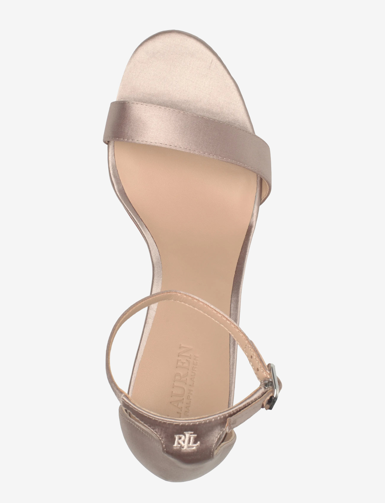 Lauren Ralph Lauren - Allie Pavé-Buckle Satin Sandal - heeled sandals - taupe brown - 3