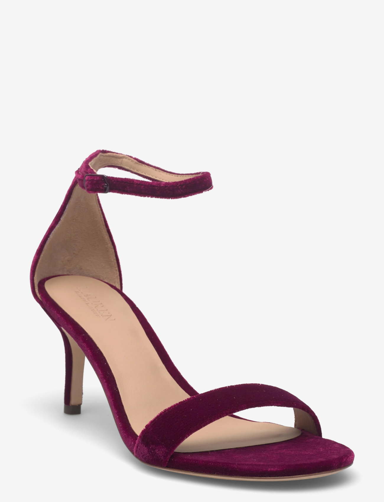 Lauren Ralph Lauren - Allie Mid-Heel Velvet Sandal - sandaletter - garnet - 0