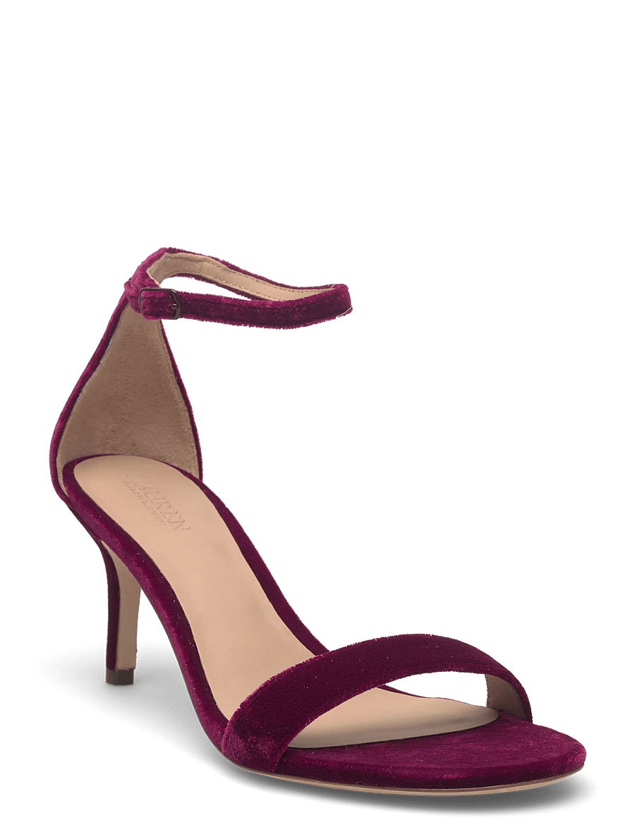 Lauren Ralph Lauren - Allie Mid-Heel Velvet Sandal - sandales à talons - garnet - 0