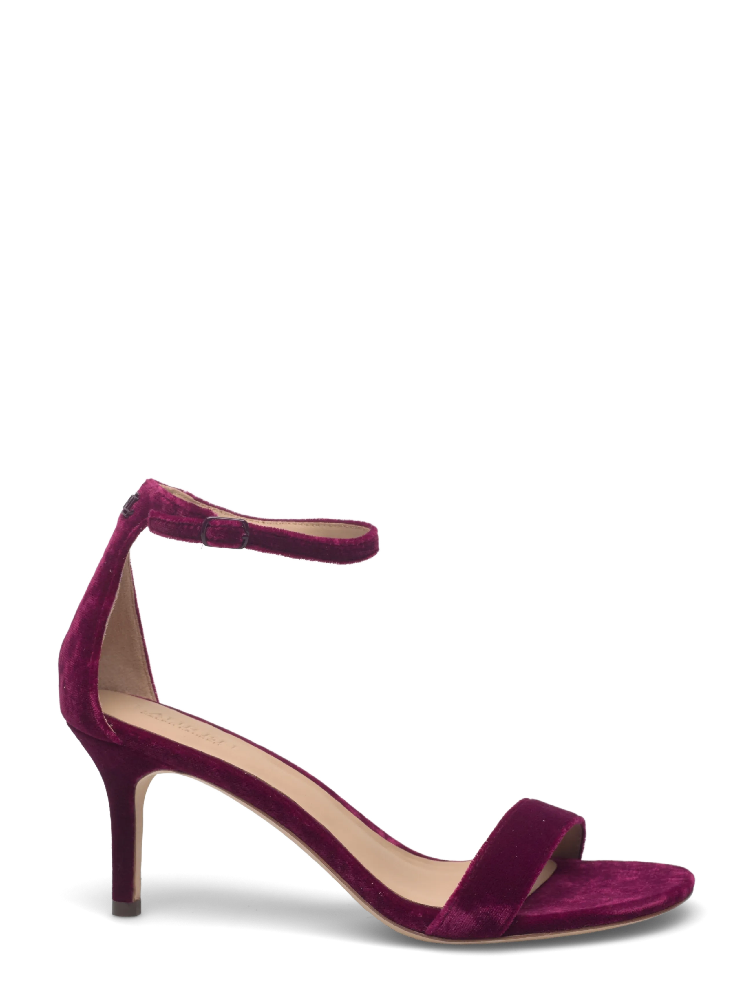Lauren Ralph Lauren - Allie Mid-Heel Velvet Sandal - sandales à talons - garnet - 1