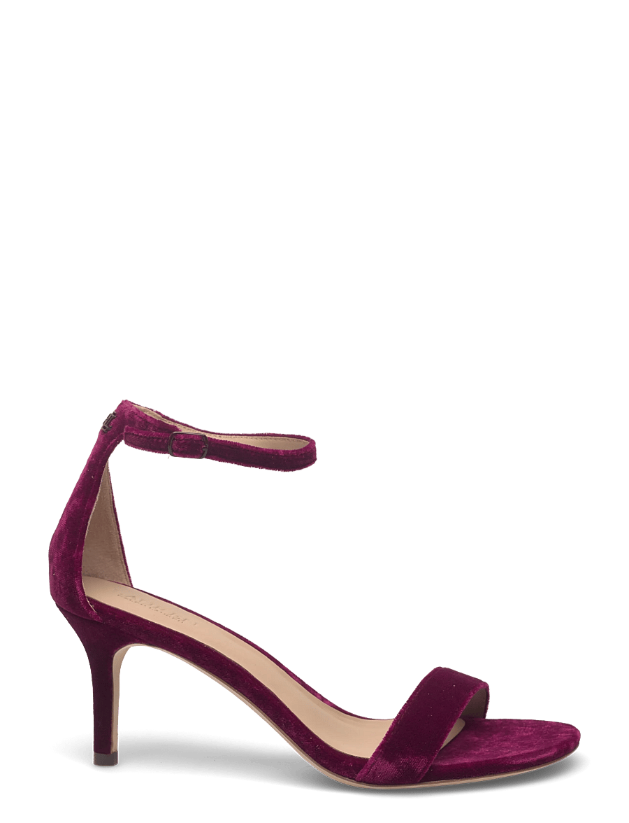 Lauren Ralph Lauren - Allie Mid-Heel Velvet Sandal - sandales à talons - garnet - 1