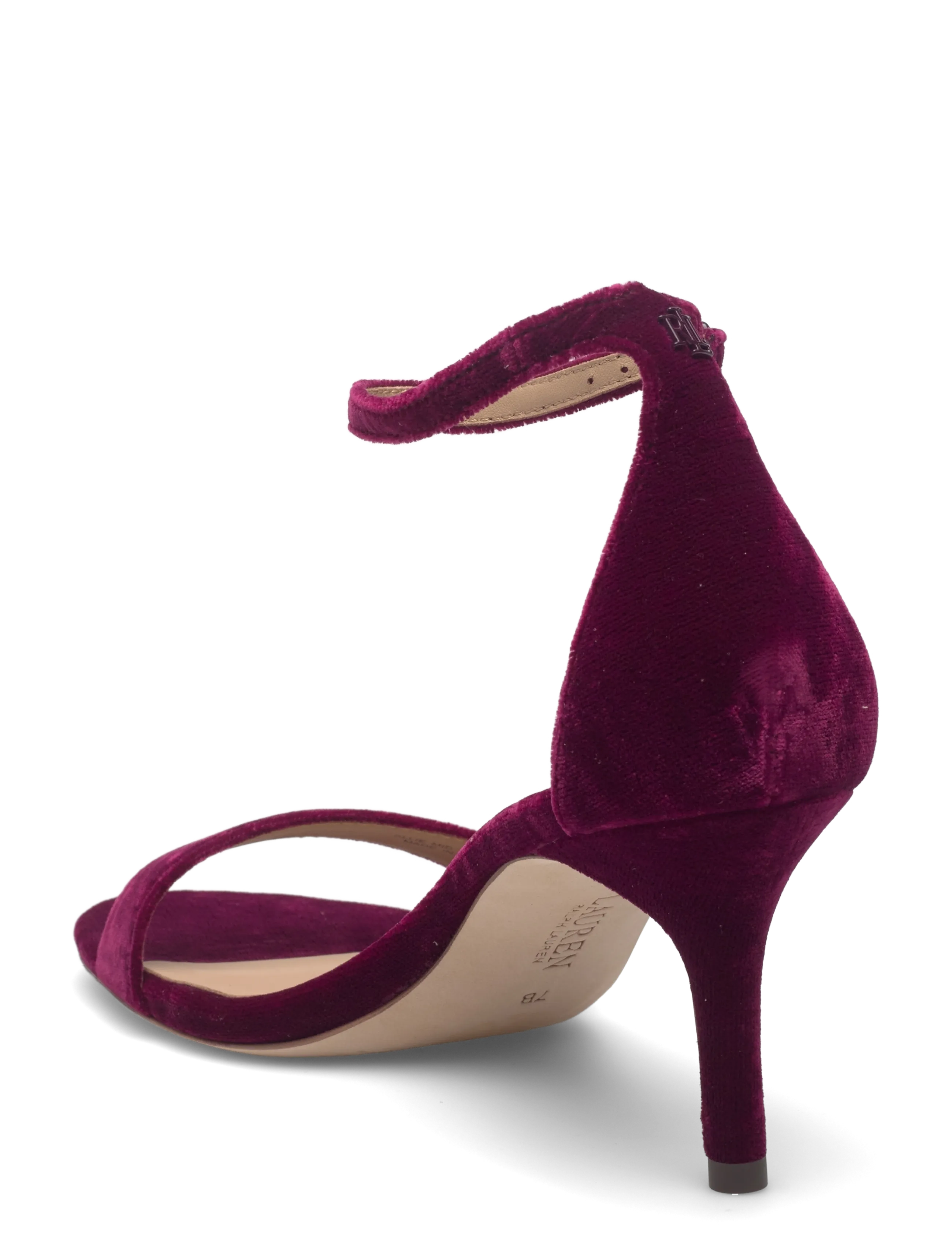 Lauren Ralph Lauren - Allie Mid-Heel Velvet Sandal - sandales à talons - garnet - 2