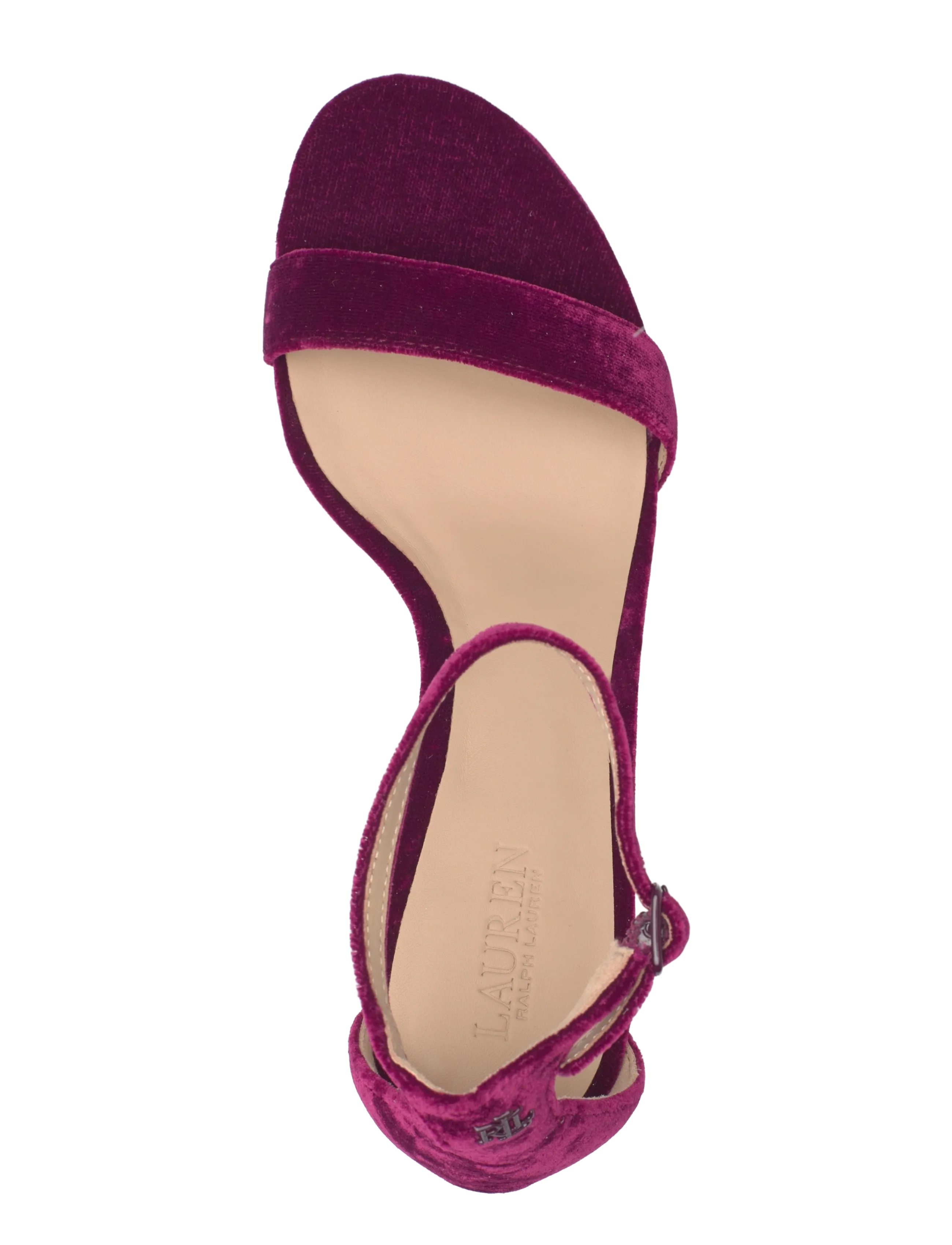 Lauren Ralph Lauren - Allie Mid-Heel Velvet Sandal - sandales à talons - garnet - 3