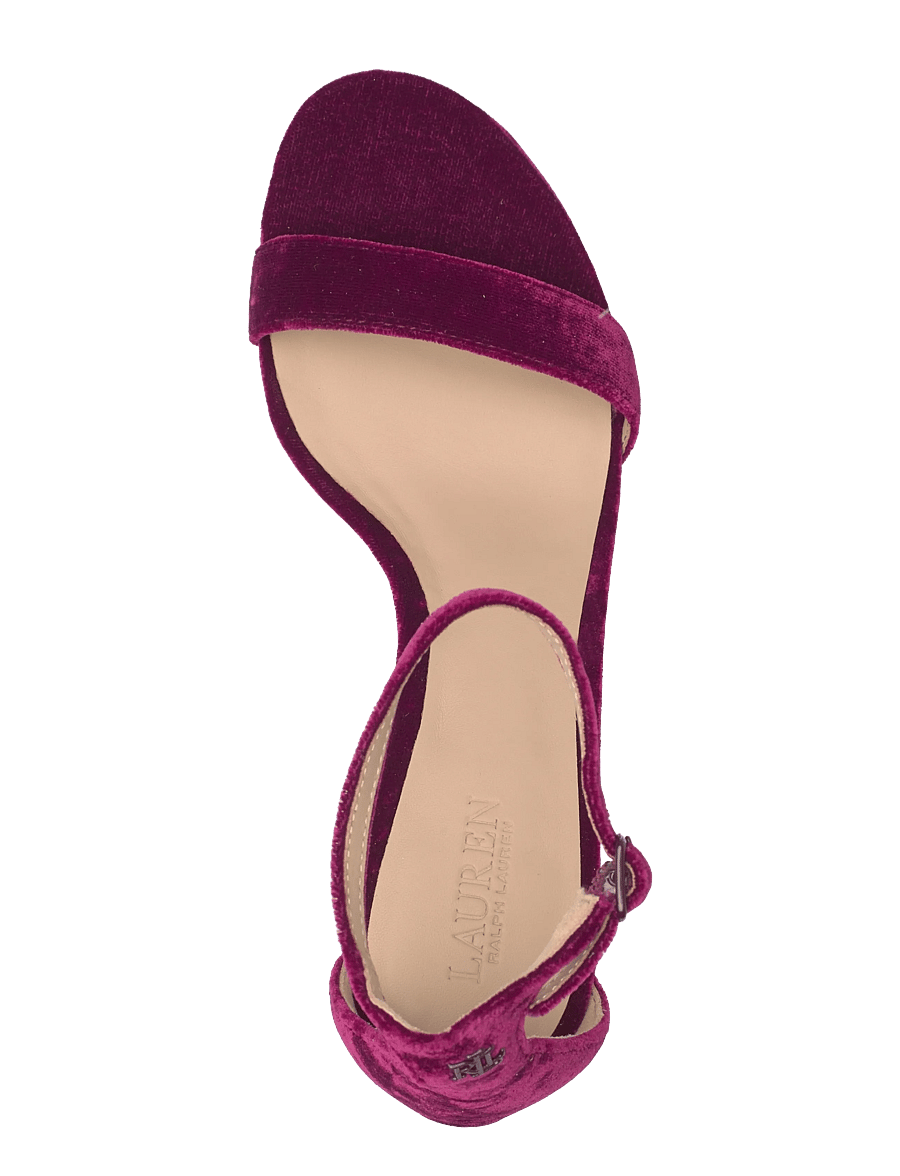 Lauren Ralph Lauren - Allie Mid-Heel Velvet Sandal - sandales à talons - garnet - 3