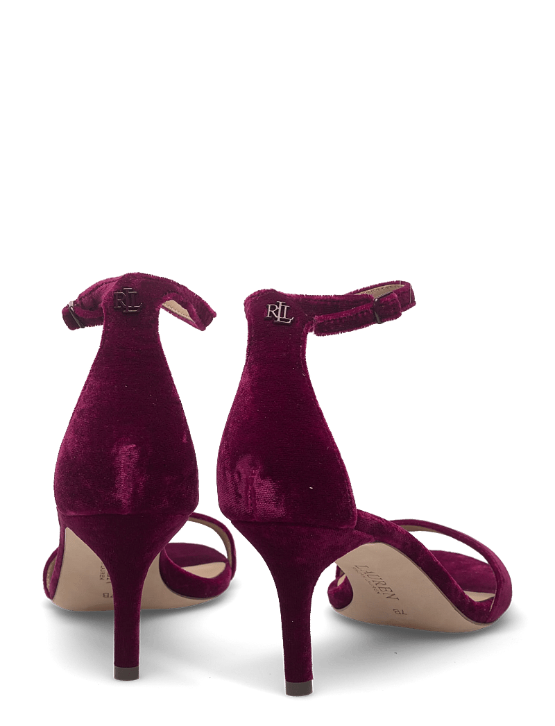 Lauren Ralph Lauren - Allie Mid-Heel Velvet Sandal - sandaletter - garnet - 4
