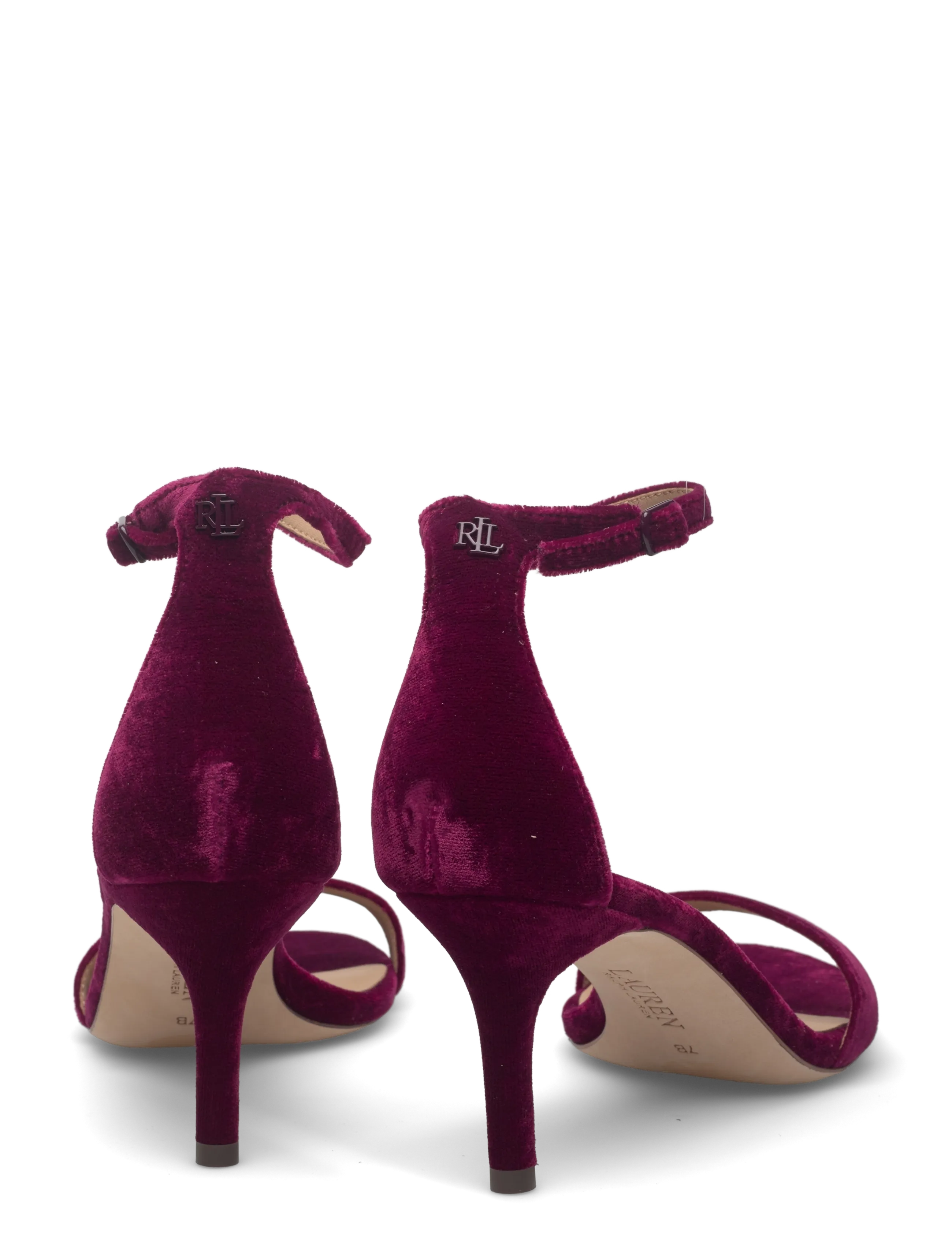 Lauren Ralph Lauren - Allie Mid-Heel Velvet Sandal - sandales à talons - garnet - 4