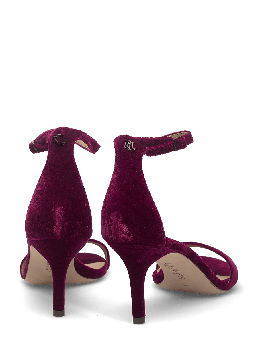 Lauren Ralph Lauren - Allie Mid-Heel Velvet Sandal - sandales à talons - garnet - 4
