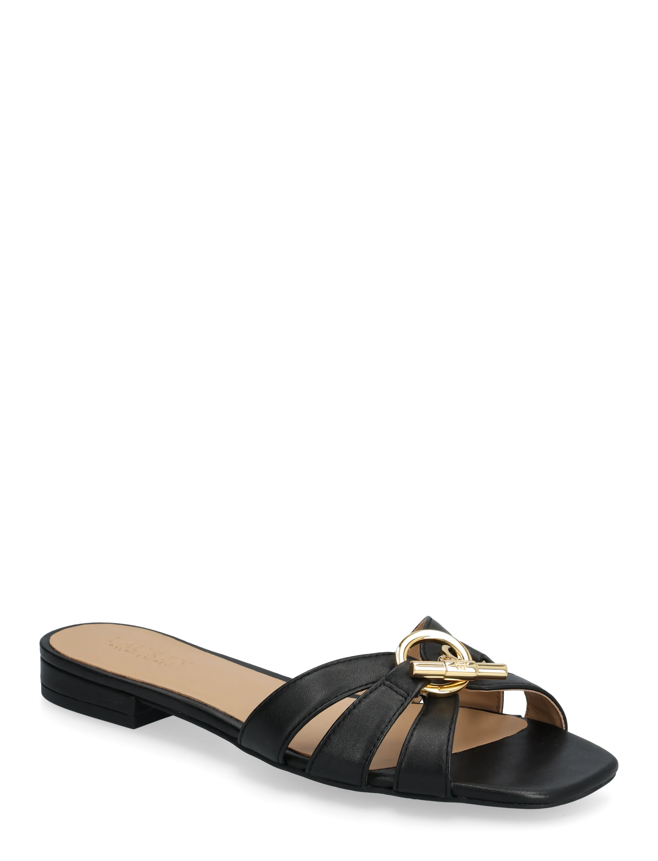 Lauren Ralph Lauren Blaike Nappa Leather Slide Sandal, 40, Black, Sandaler > Flade Sandals, Dame