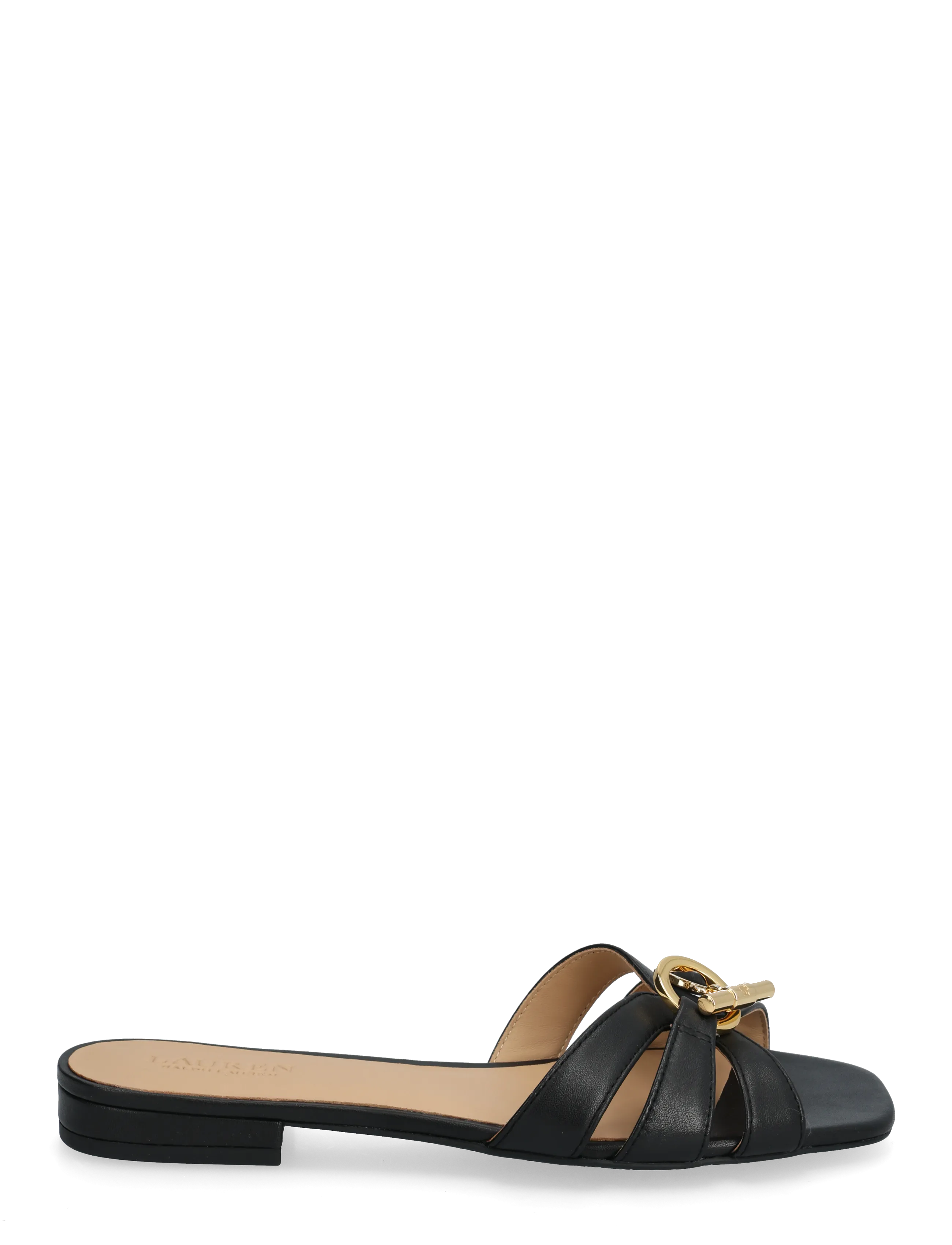 Lauren Ralph Lauren - Blaike Nappa Leather Slide Sandal - flat sandals - black - 1