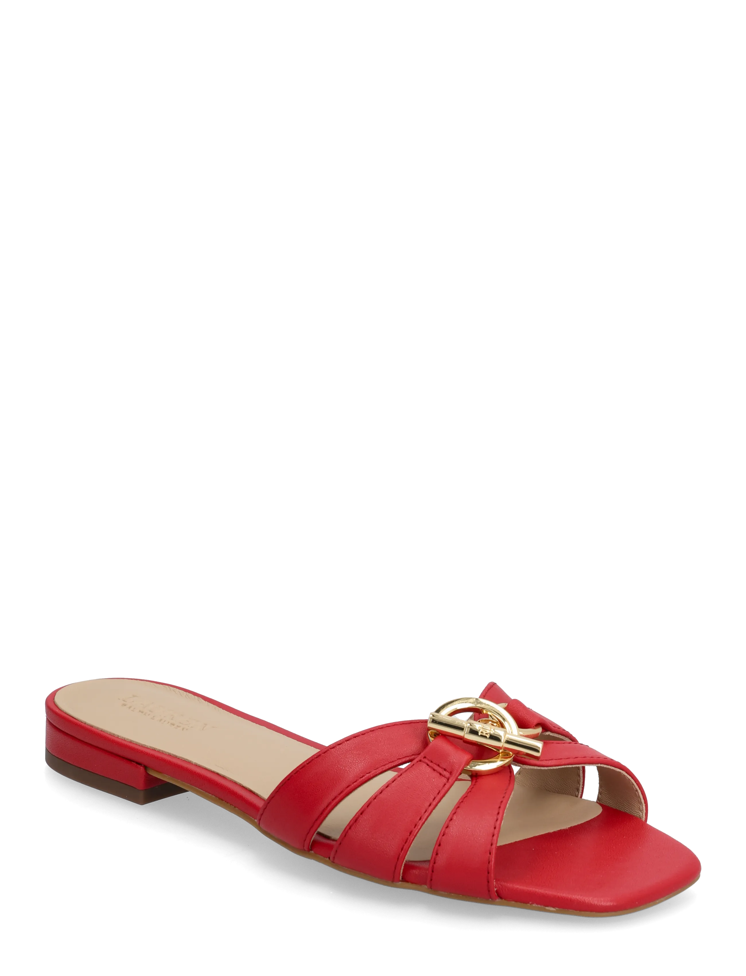 Lauren Ralph Lauren Blaike Nappa Leather Slide Sandal - Ralph Lauren - FESTIVE RED / red
