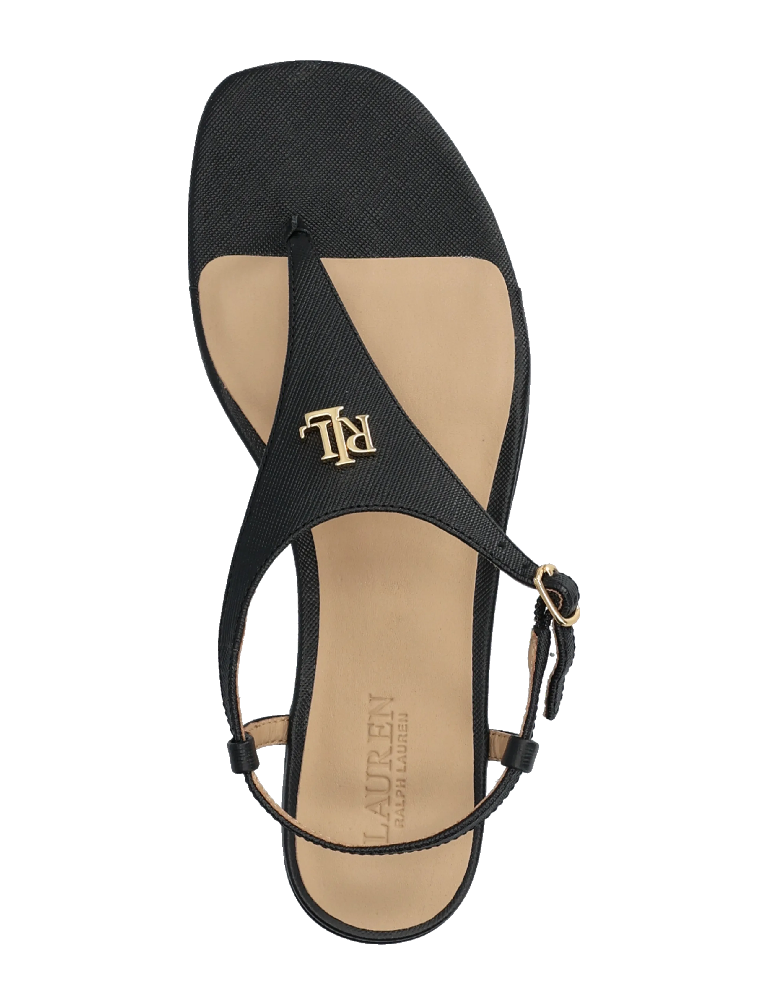 Lauren Ralph Lauren - Everley II Crosshatch Leather Sandal - matalat sandaalit - black - 3