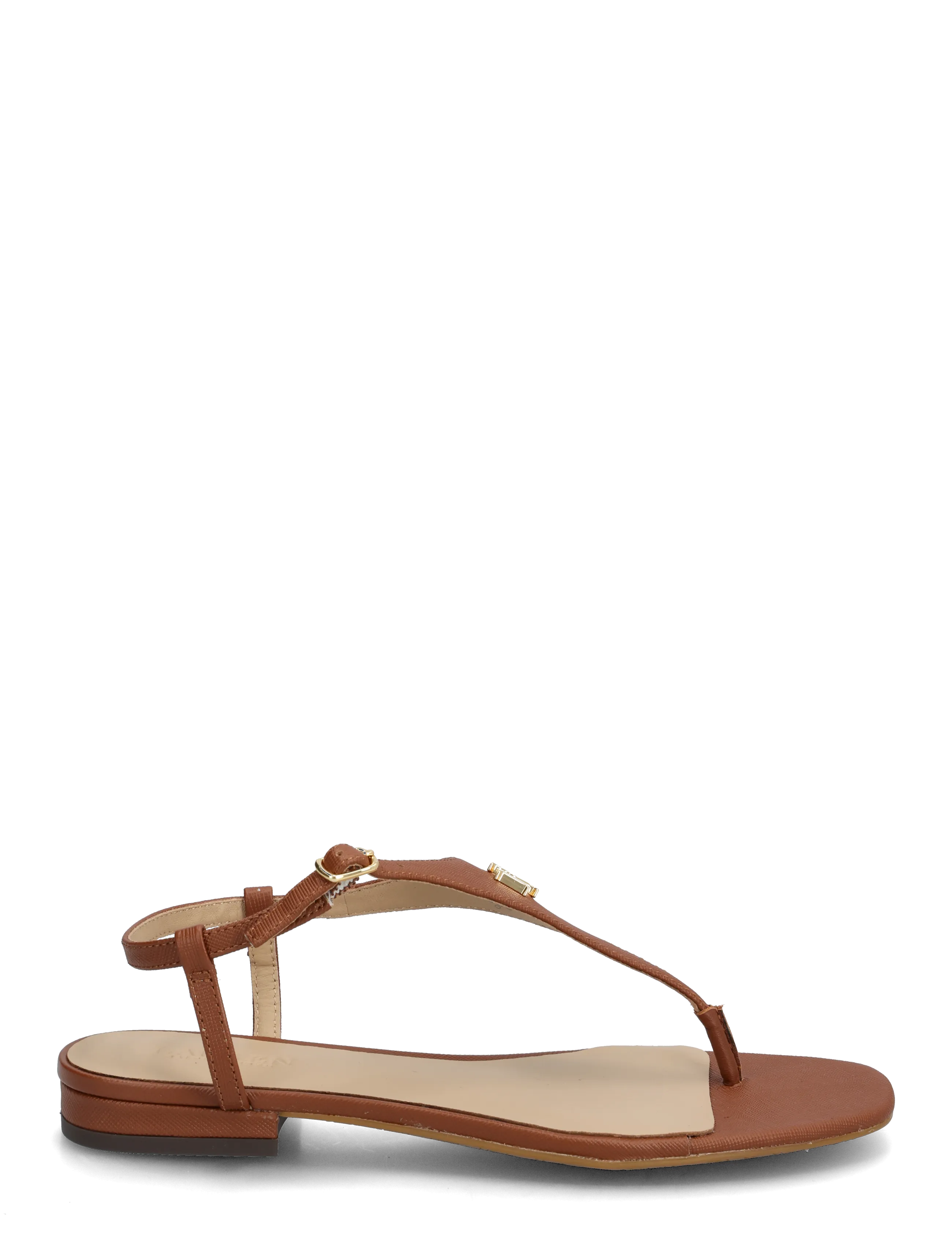 Lauren Ralph Lauren - Everley II Crosshatch Leather Sandal - flade sandaler - lauren tan - 1