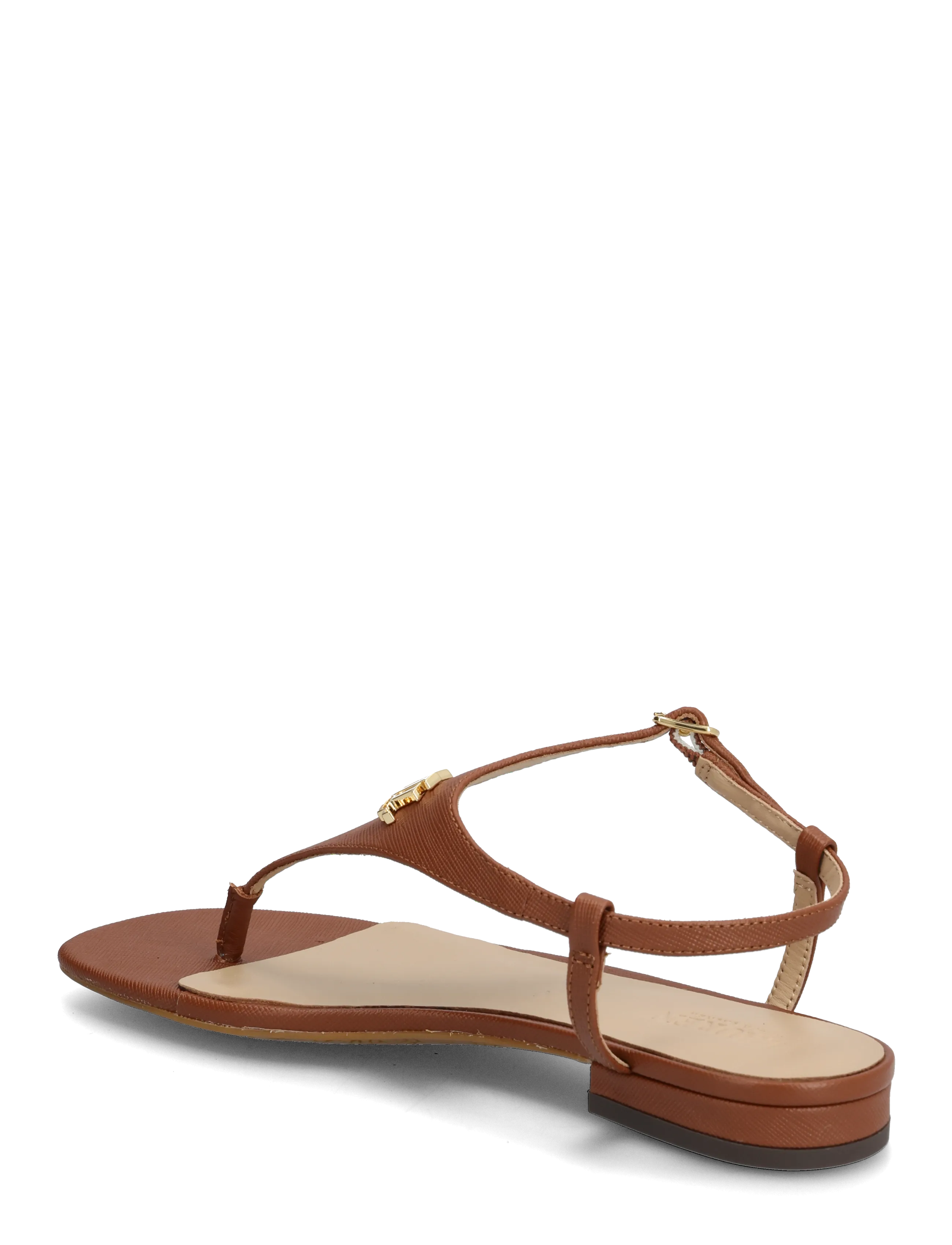 Lauren Ralph Lauren - Everley II Crosshatch Leather Sandal - flade sandaler - lauren tan - 2