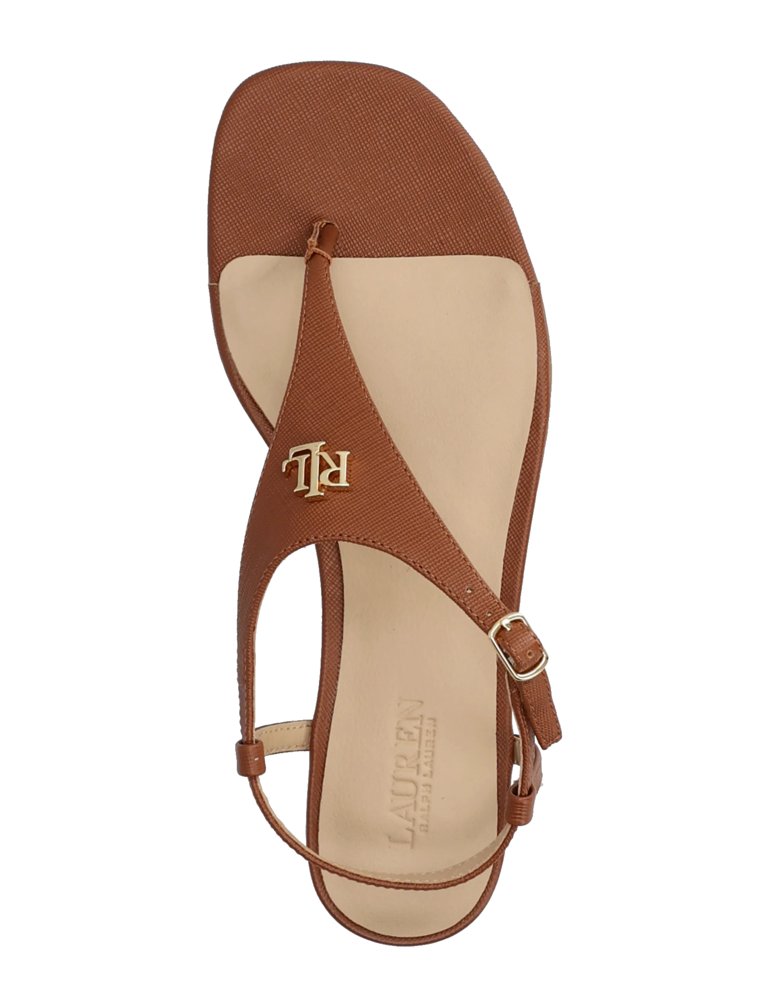 Lauren Ralph Lauren - Everley II Crosshatch Leather Sandal - flade sandaler - lauren tan - 3