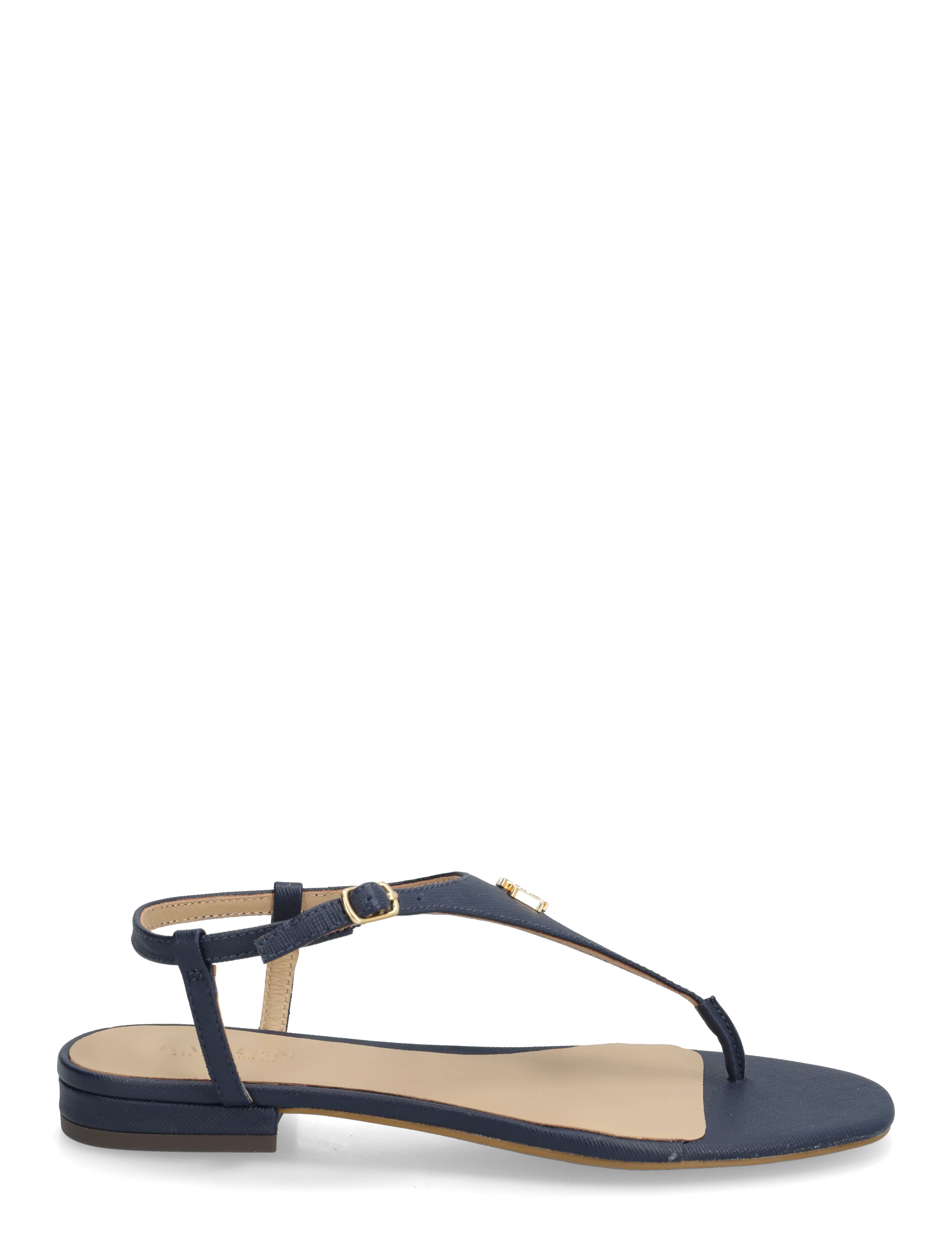 Lauren Ralph Lauren - Everley II Crosshatch Leather Sandal - sandales plates - refined navy - 1