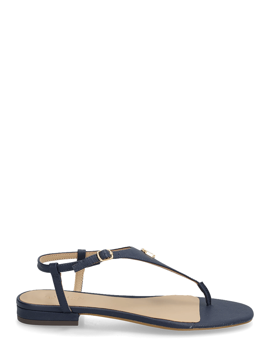 Lauren Ralph Lauren - Everley II Crosshatch Leather Sandal - platta sandaler - refined navy - 1
