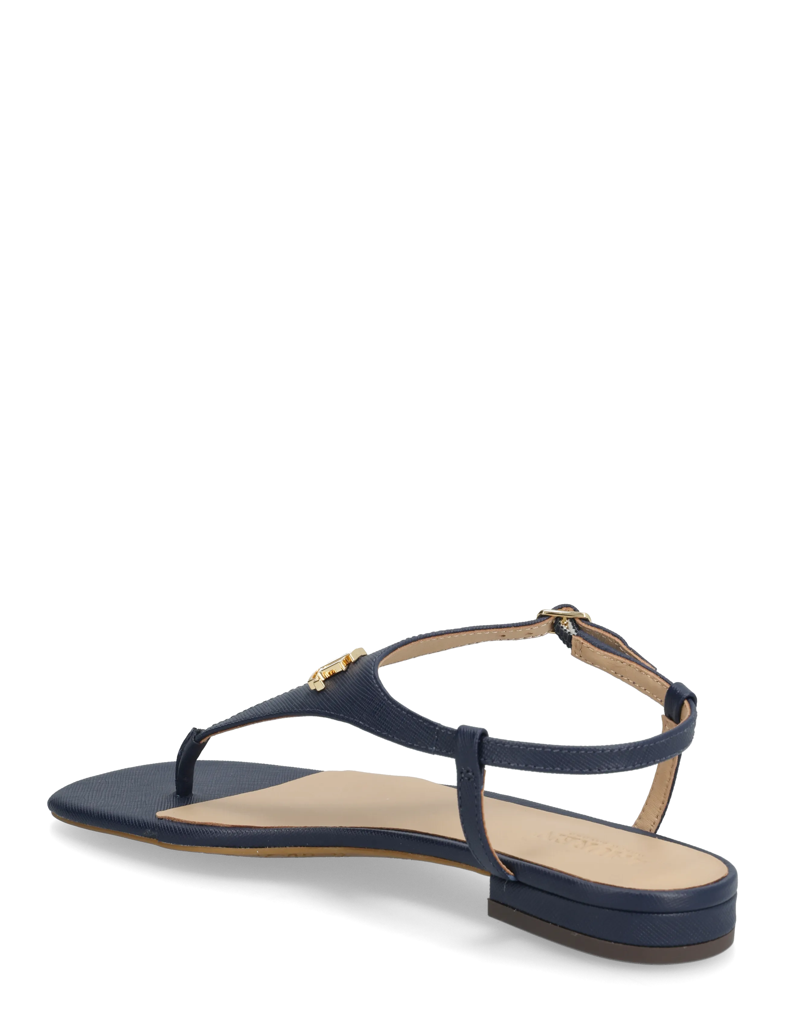 Lauren Ralph Lauren - Everley II Crosshatch Leather Sandal - sandales plates - refined navy - 2