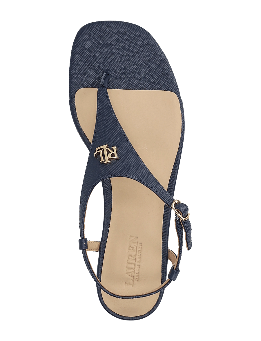 Lauren Ralph Lauren - Everley II Crosshatch Leather Sandal - platta sandaler - refined navy - 3