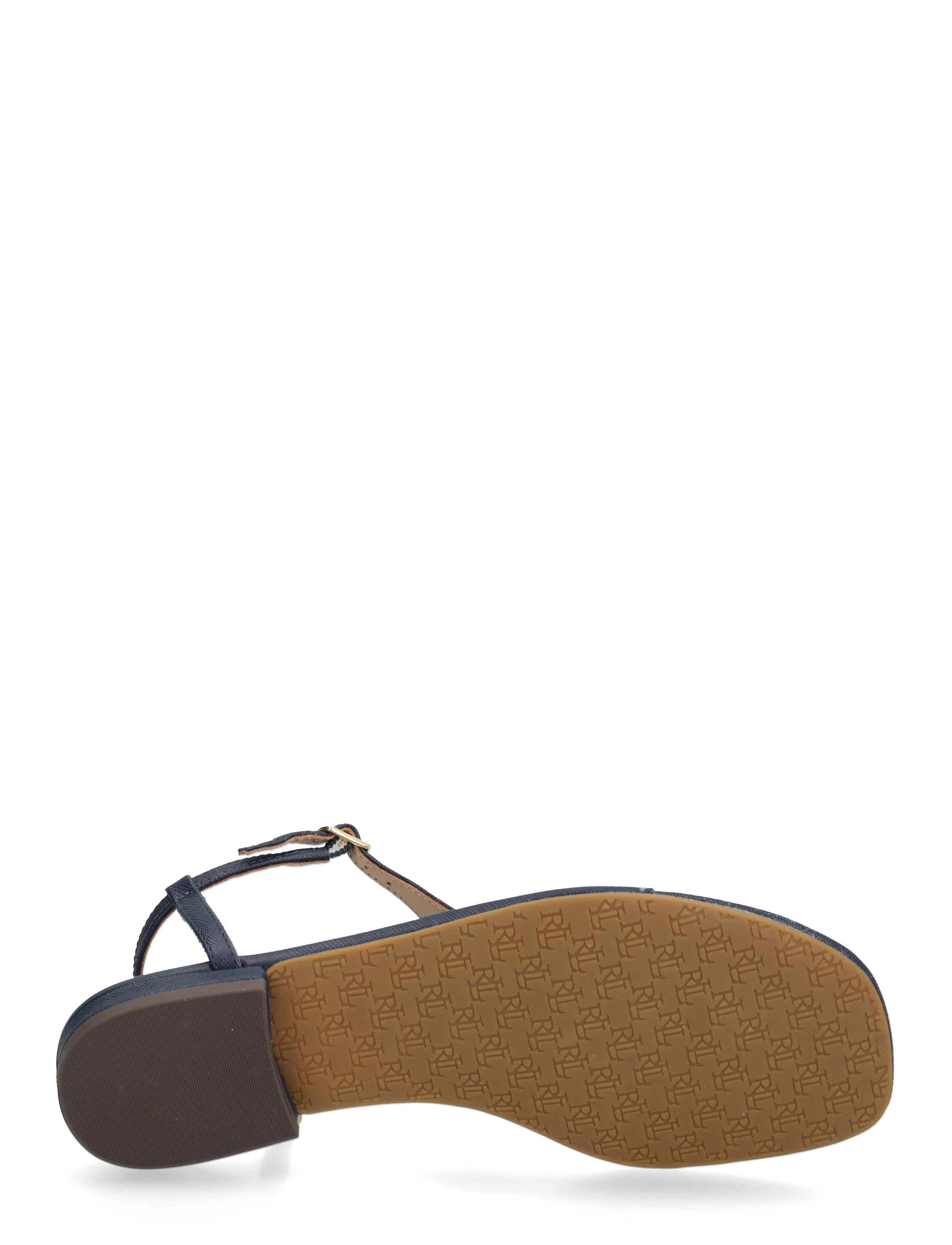 Lauren Ralph Lauren - Everley II Crosshatch Leather Sandal - sandales plates - refined navy - 4
