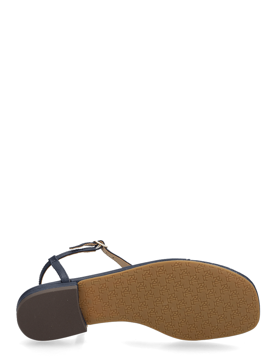 Lauren Ralph Lauren - Everley II Crosshatch Leather Sandal - platta sandaler - refined navy - 4