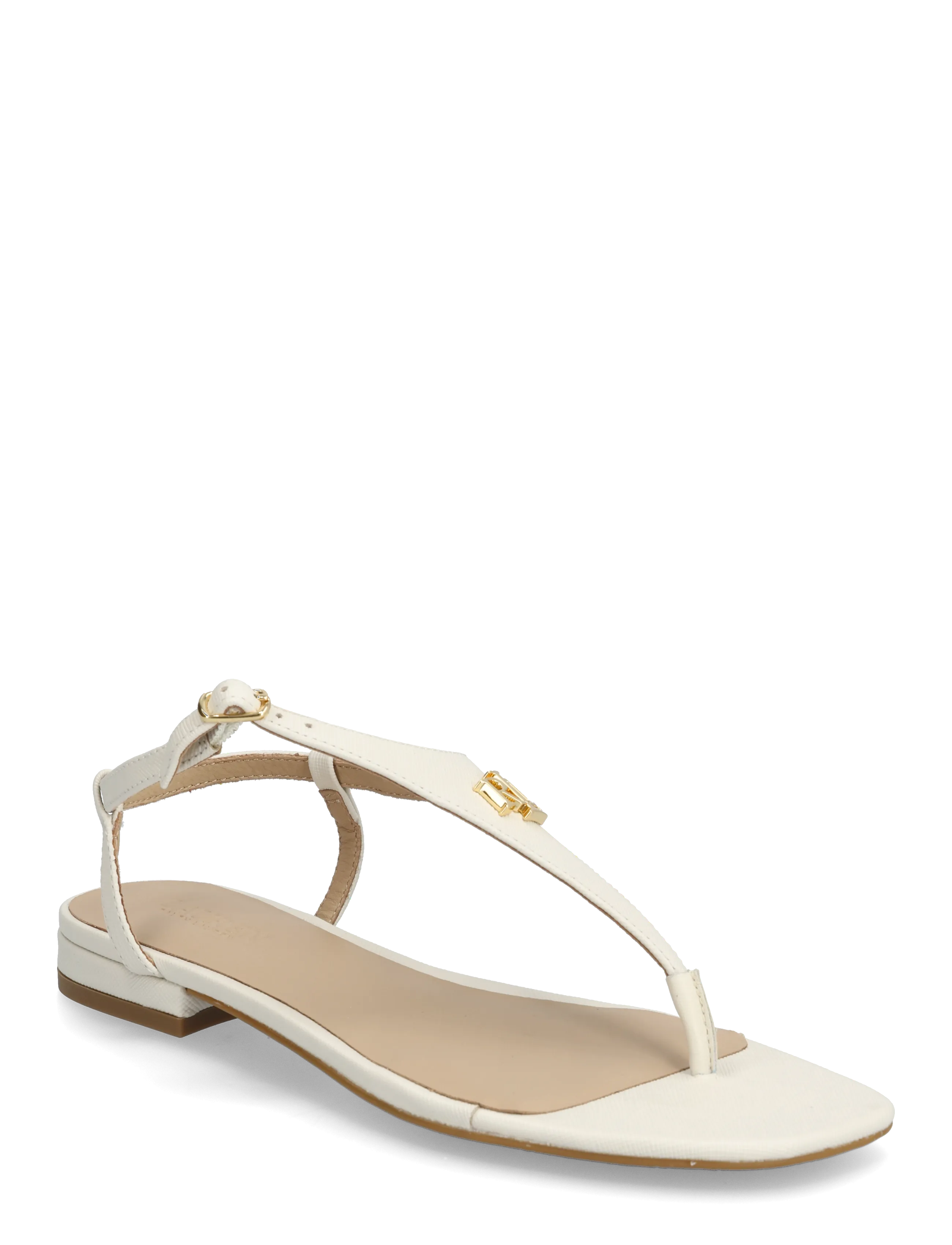 Lauren Ralph Lauren Everley II Crosshatch Leather Sandal - Kampagne - SOFT WHITE / cream