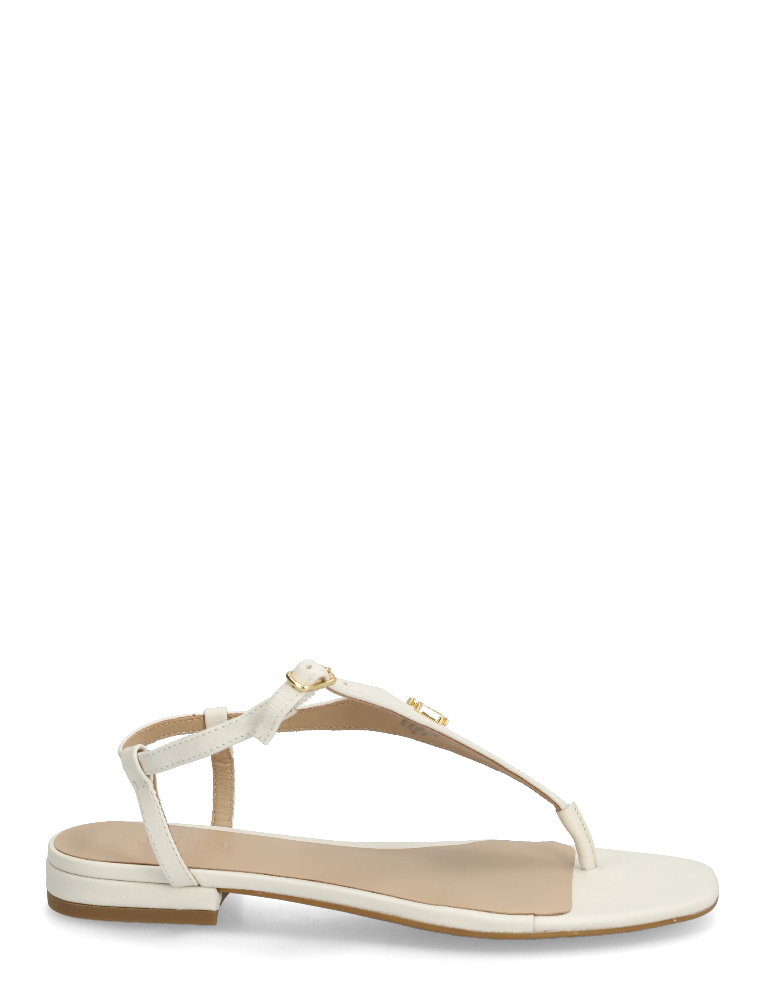 Lauren Ralph Lauren - Everley II Crosshatch Leather Sandal - flade sandaler - soft white - 1